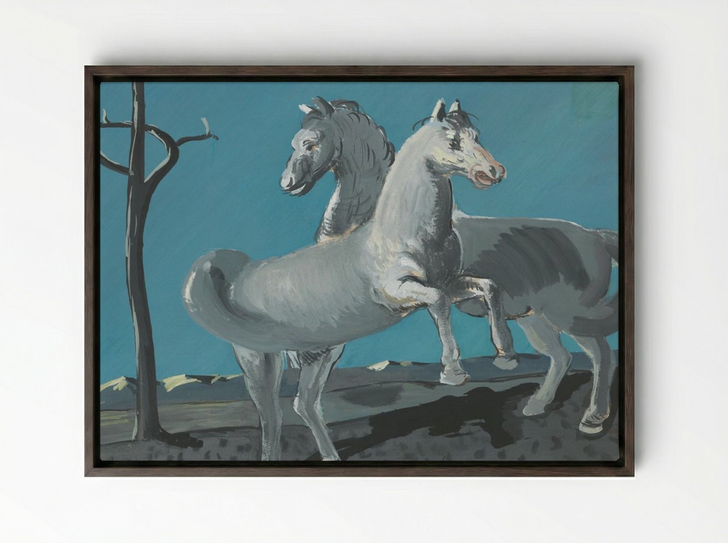 Study of Horses - Cyprián Majerník - Framed Canvas Dark Wood