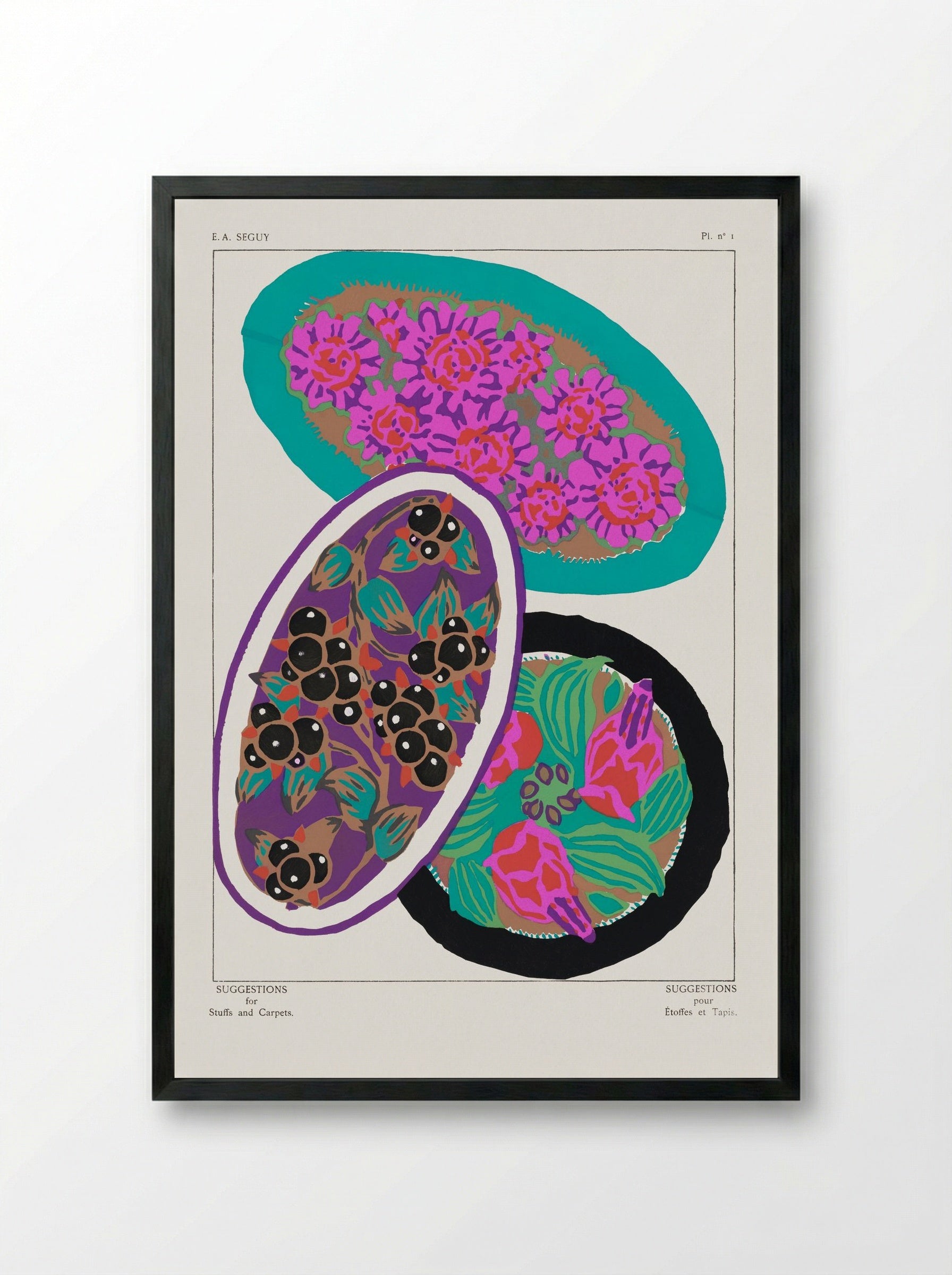 Pl. nº 1: Floral and Fruit Designs - Émile-Allain Séguy - Framed Print Black
