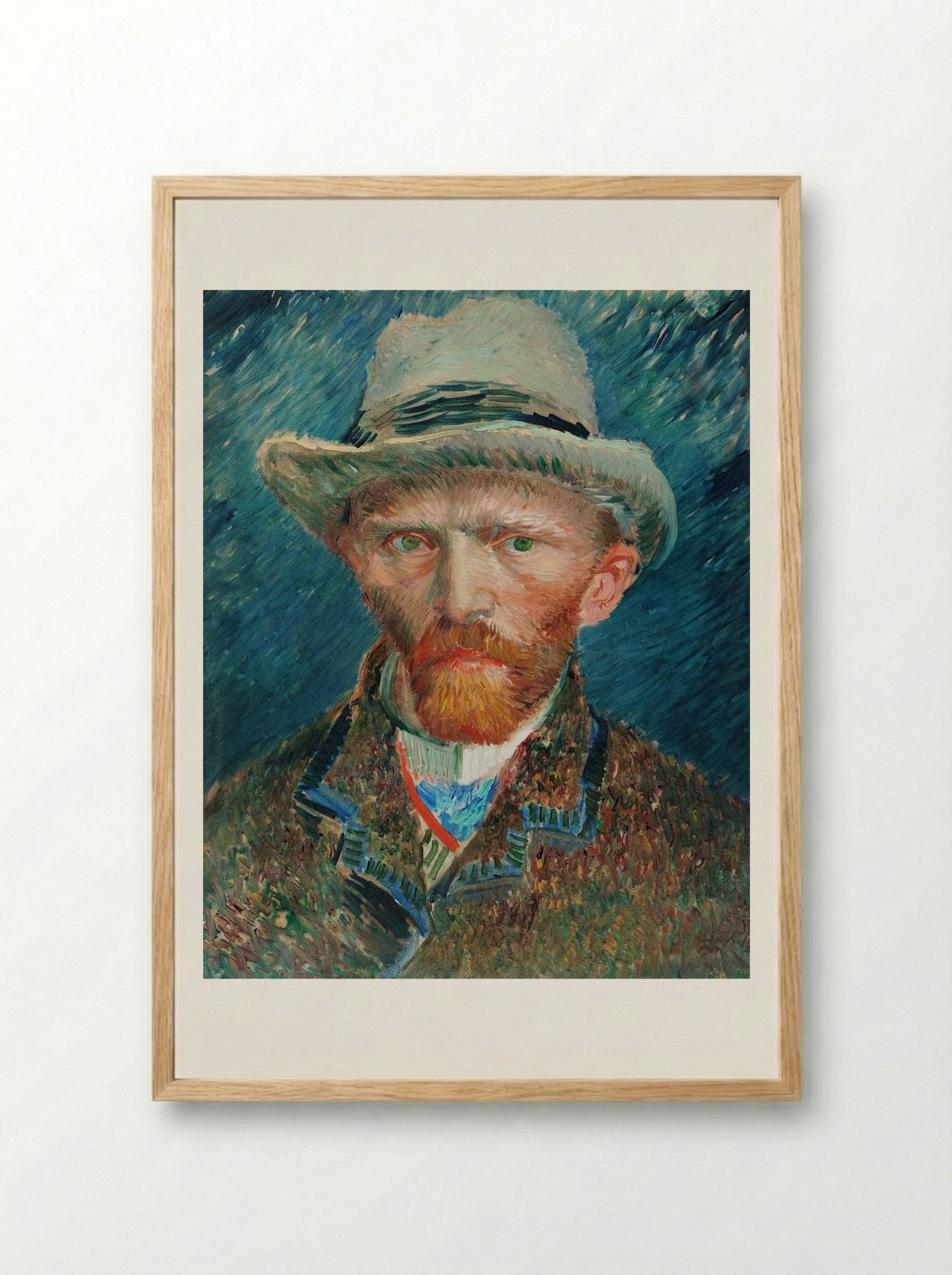 Self-Portrait with Grey Felt Hat - Vincent van Gogh - Framed Print Wood