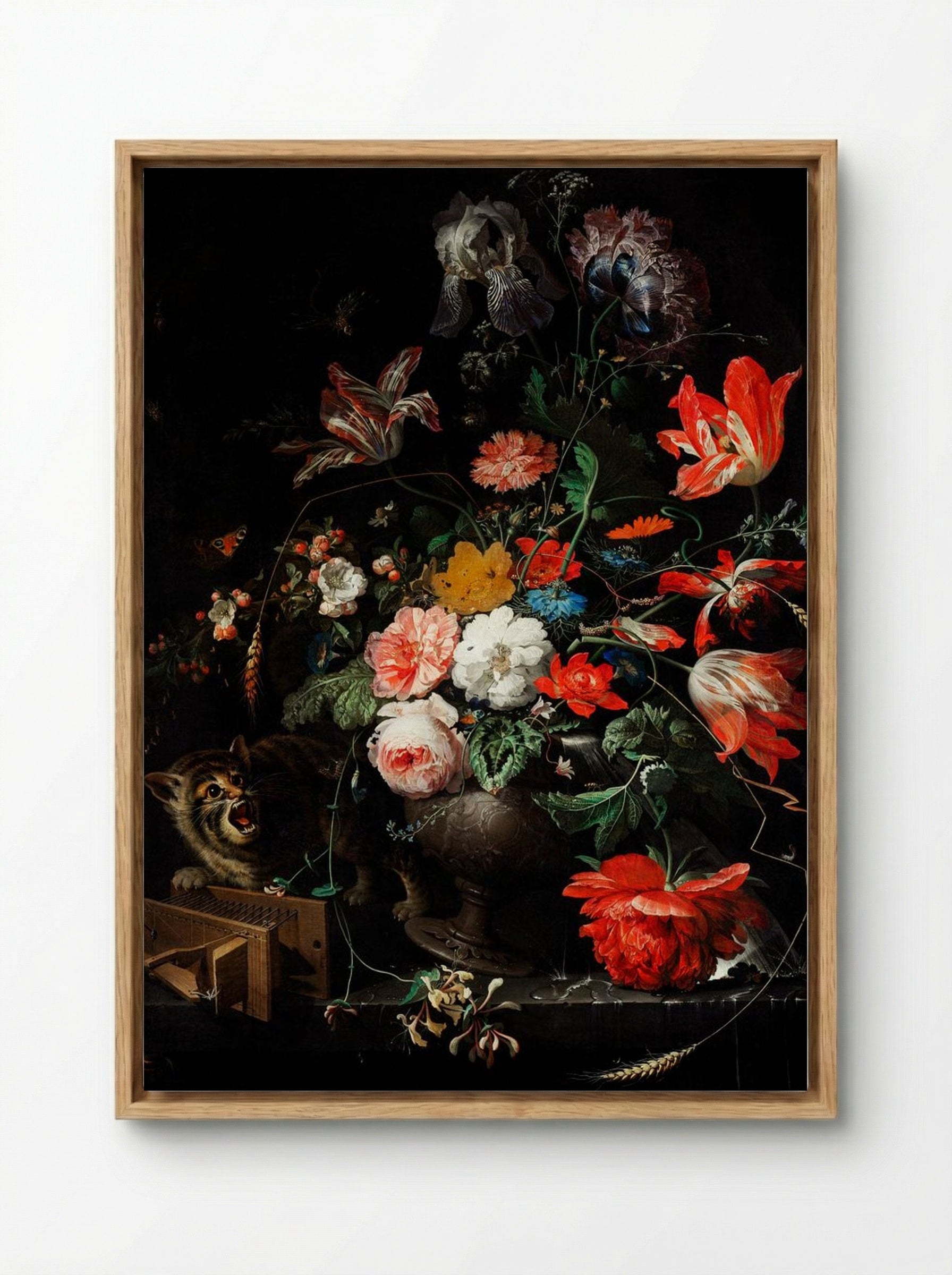 The Overturned Bouquet - Abraham Mignon - Framed Canvas Wood