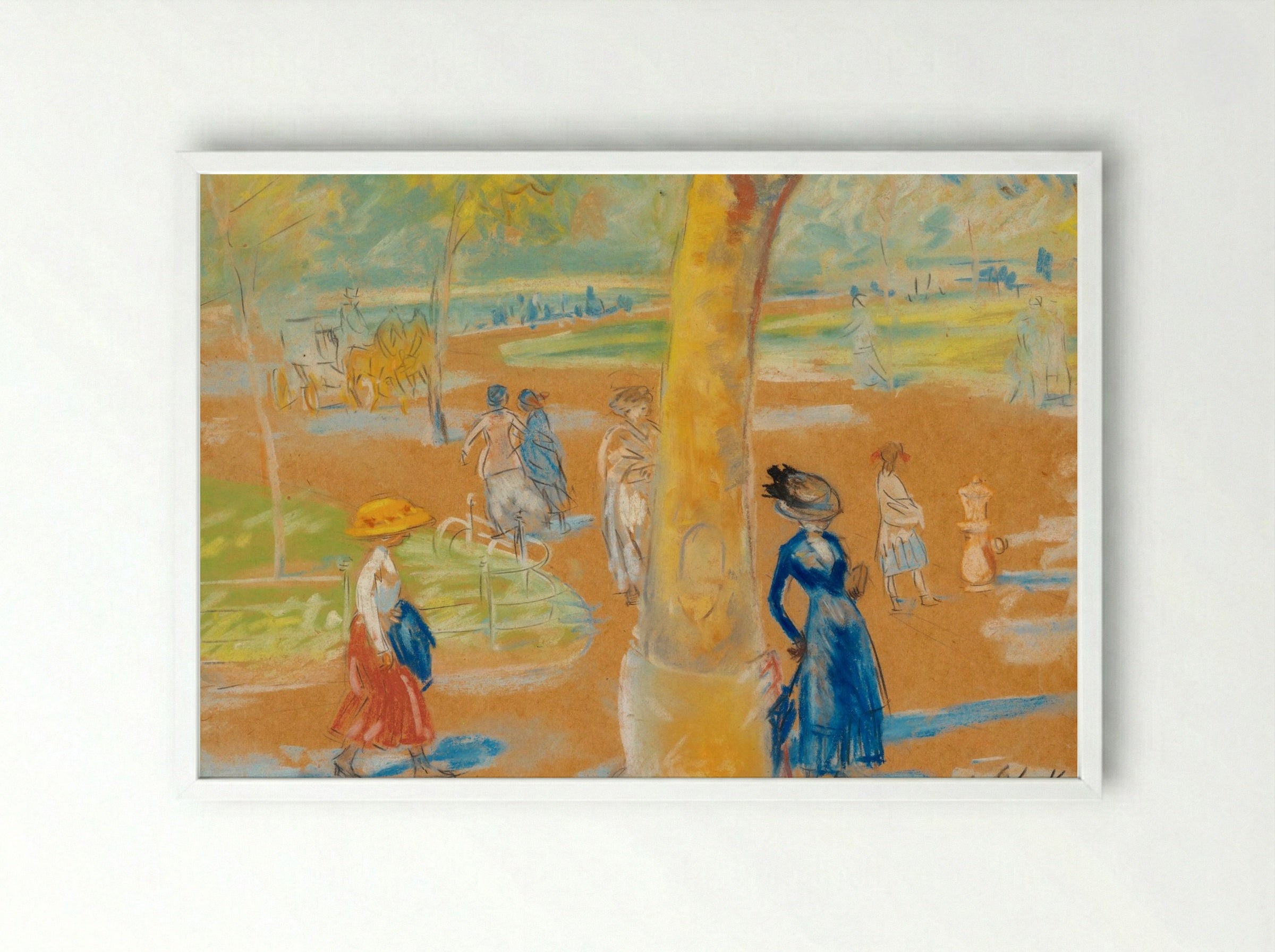 Woman with Umbrella, Washington Square - William James Glackens - Framed Print White