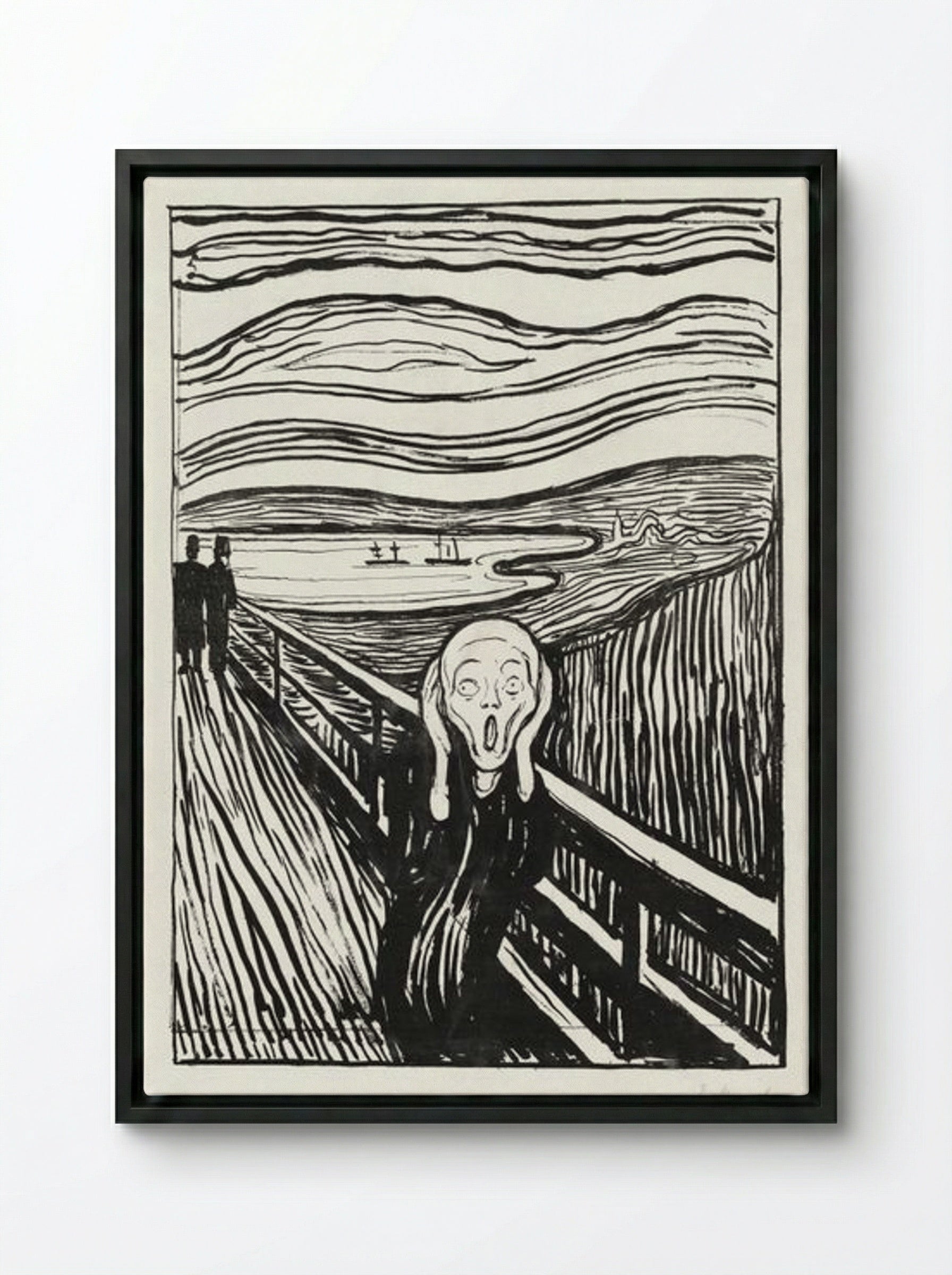The Scream - Edvard Munch - Framed Canvas Black