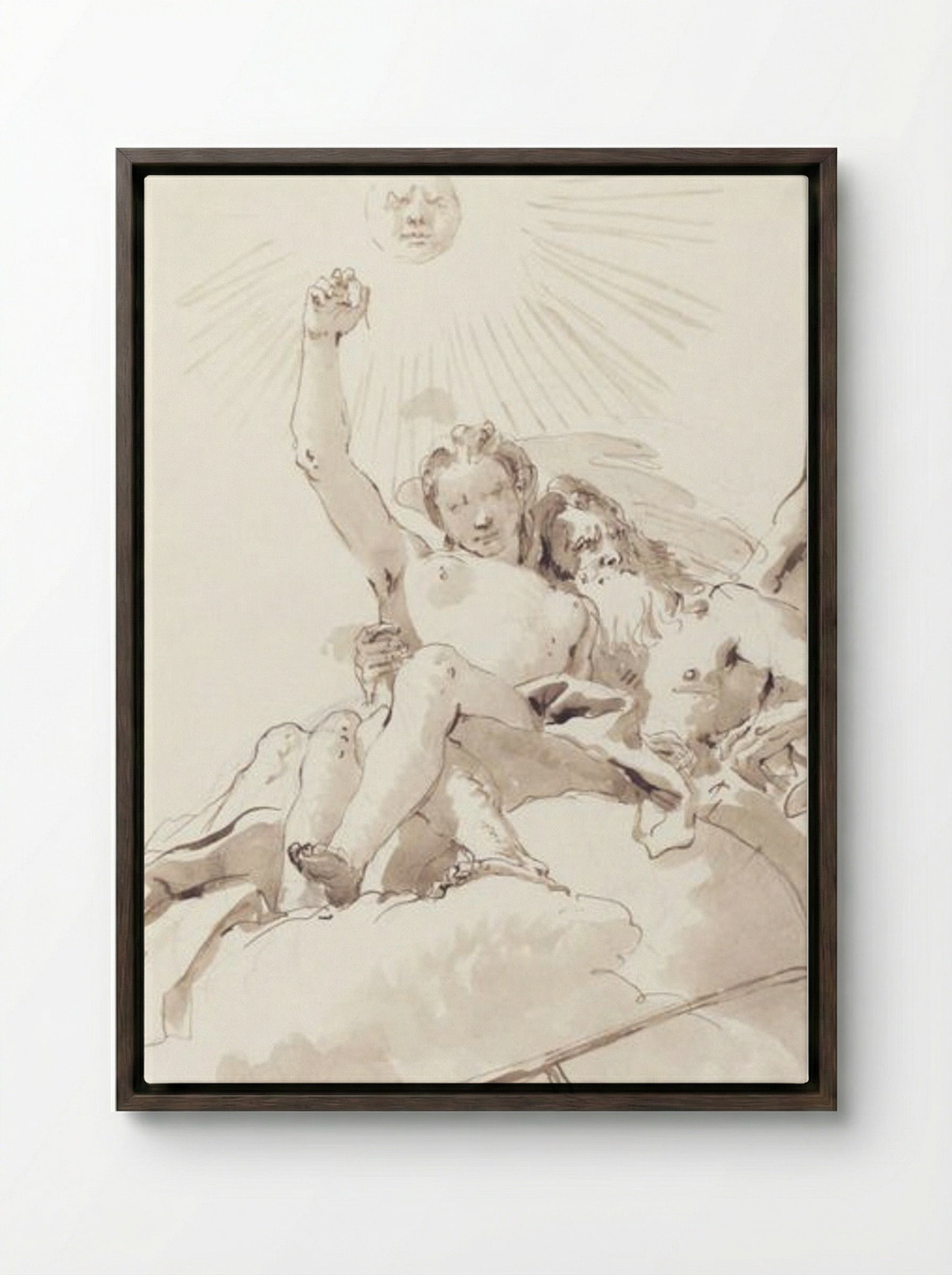 Time and Truth - Giovanni Battista Tiepolo - Framed Canvas Dark Wood