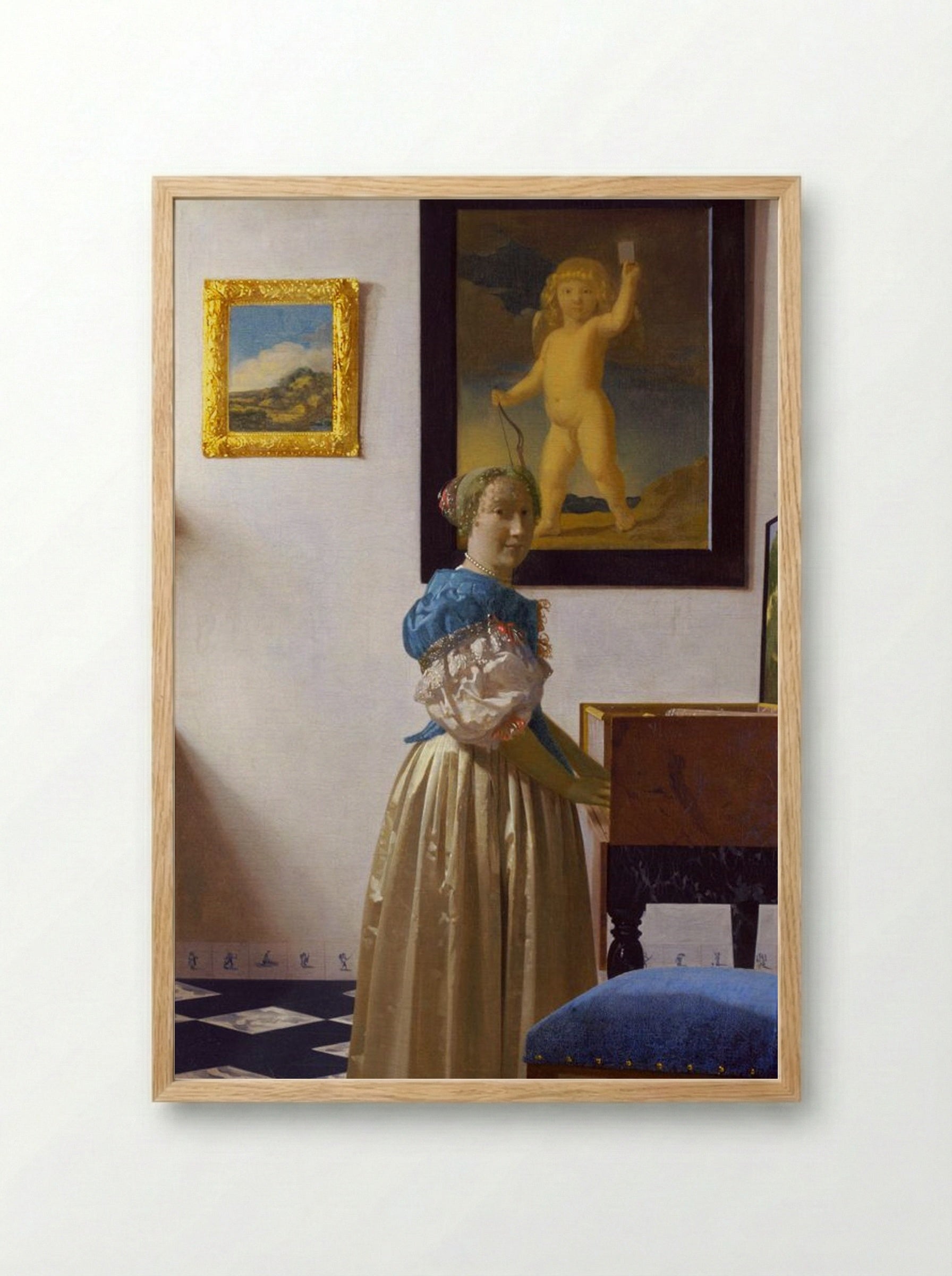 Lady Standing at a Virginal - Johannes Vermeer - Framed Print Wood