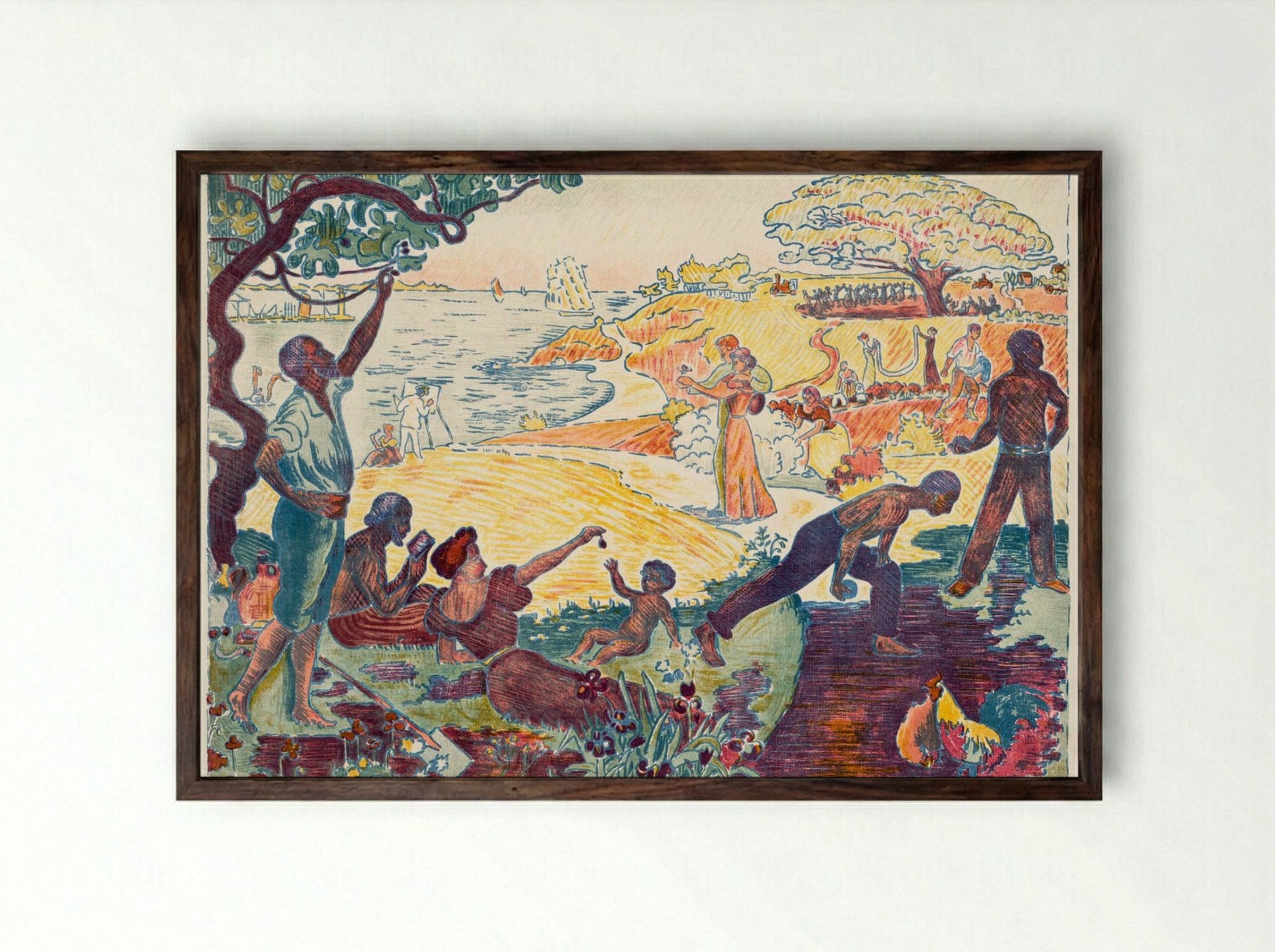 Harmonious Times - Paul Signac - Framed Print Dark Wood