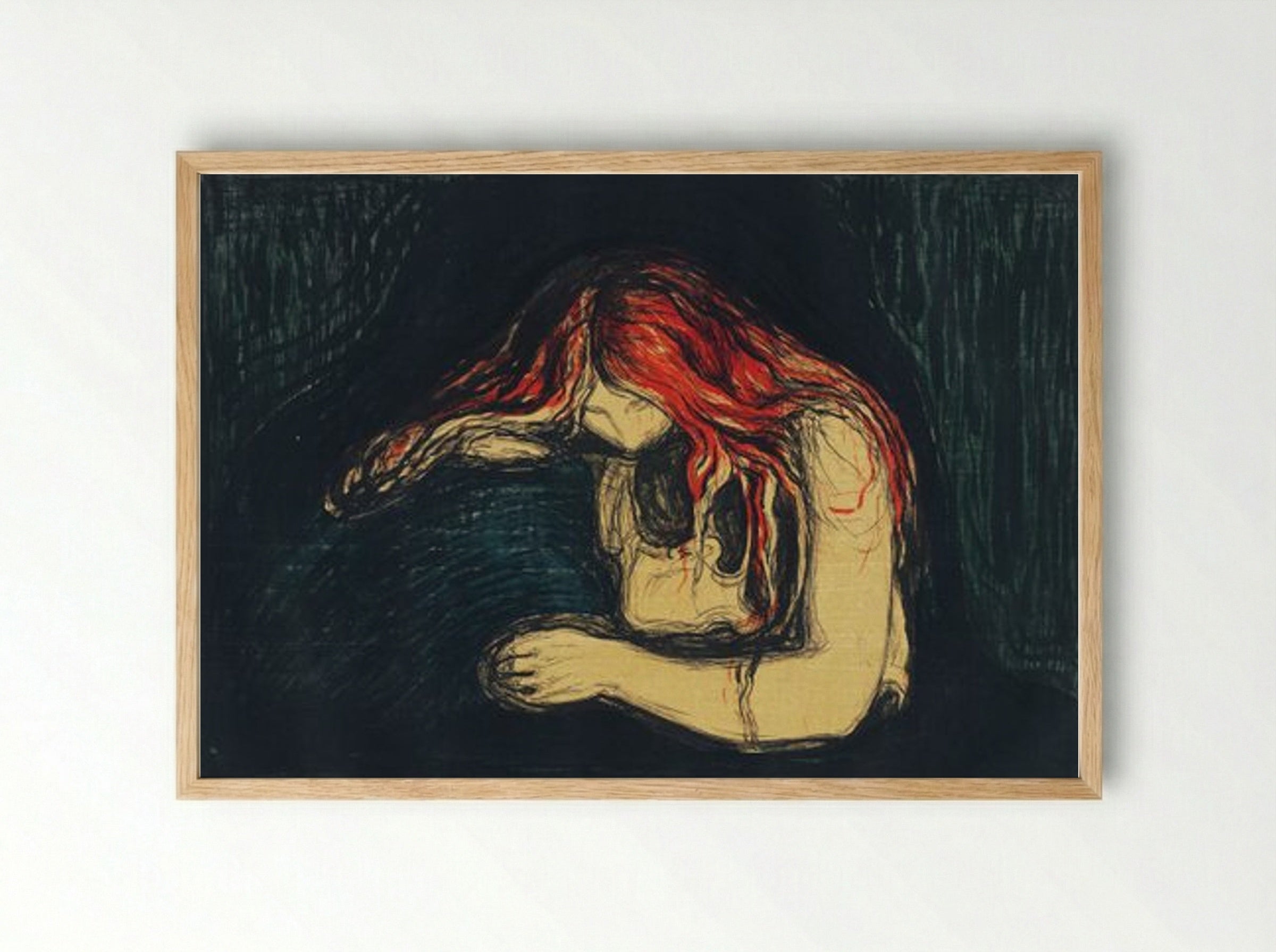 The Vampire II - Edvard Munch - Framed Print Wood