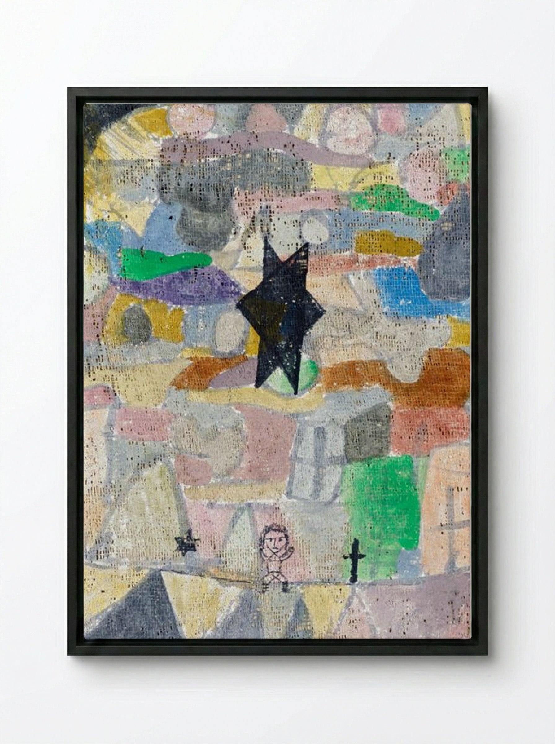Under a Black Star - Paul Klee - Framed Canvas Black