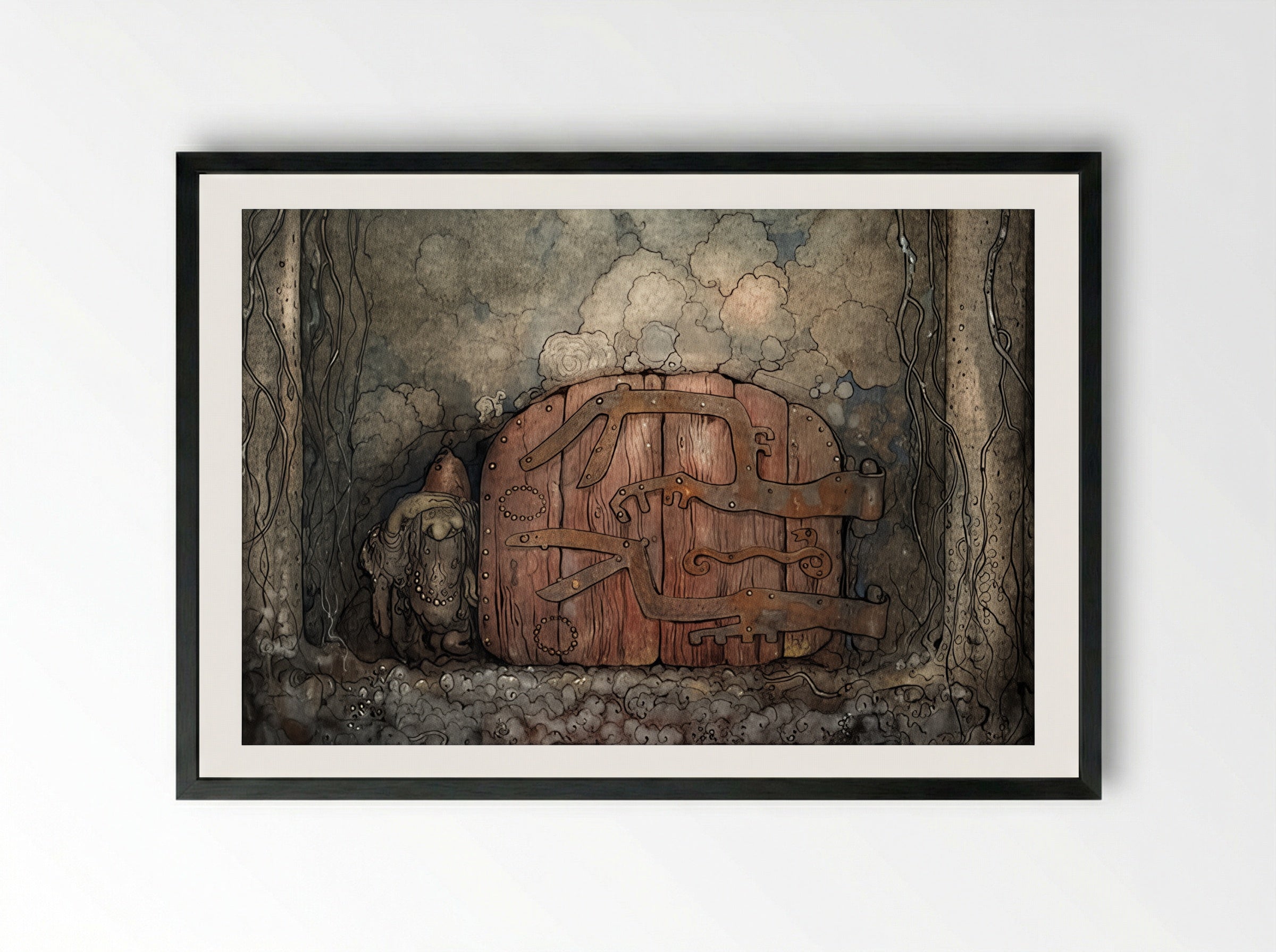The Mountain Gate - John Bauer - Framed Print Black