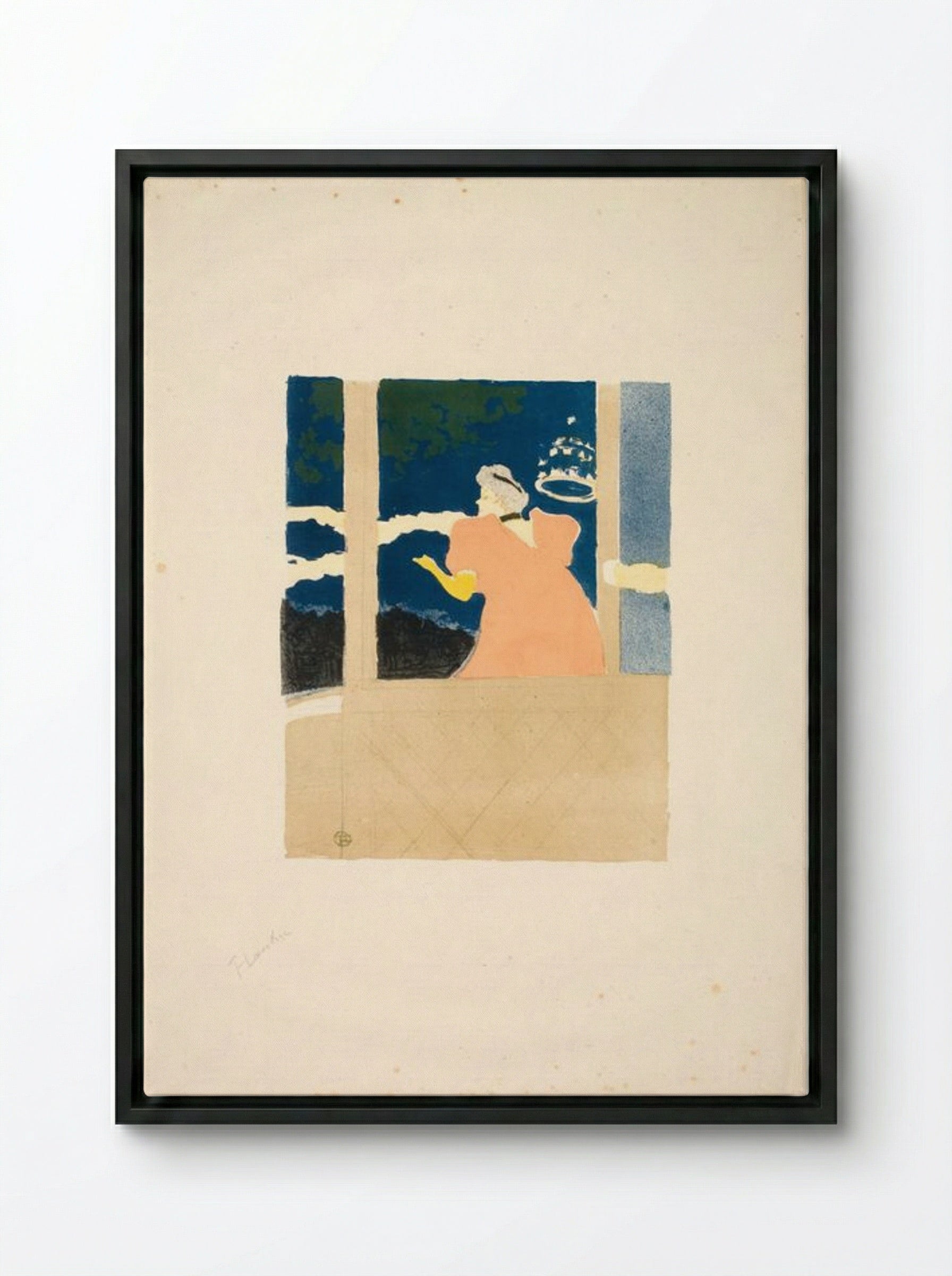 Aux Ambassadeurs - Chanteuse au café-concert - Henri de Toulouse-Lautrec - Framed Canvas Black