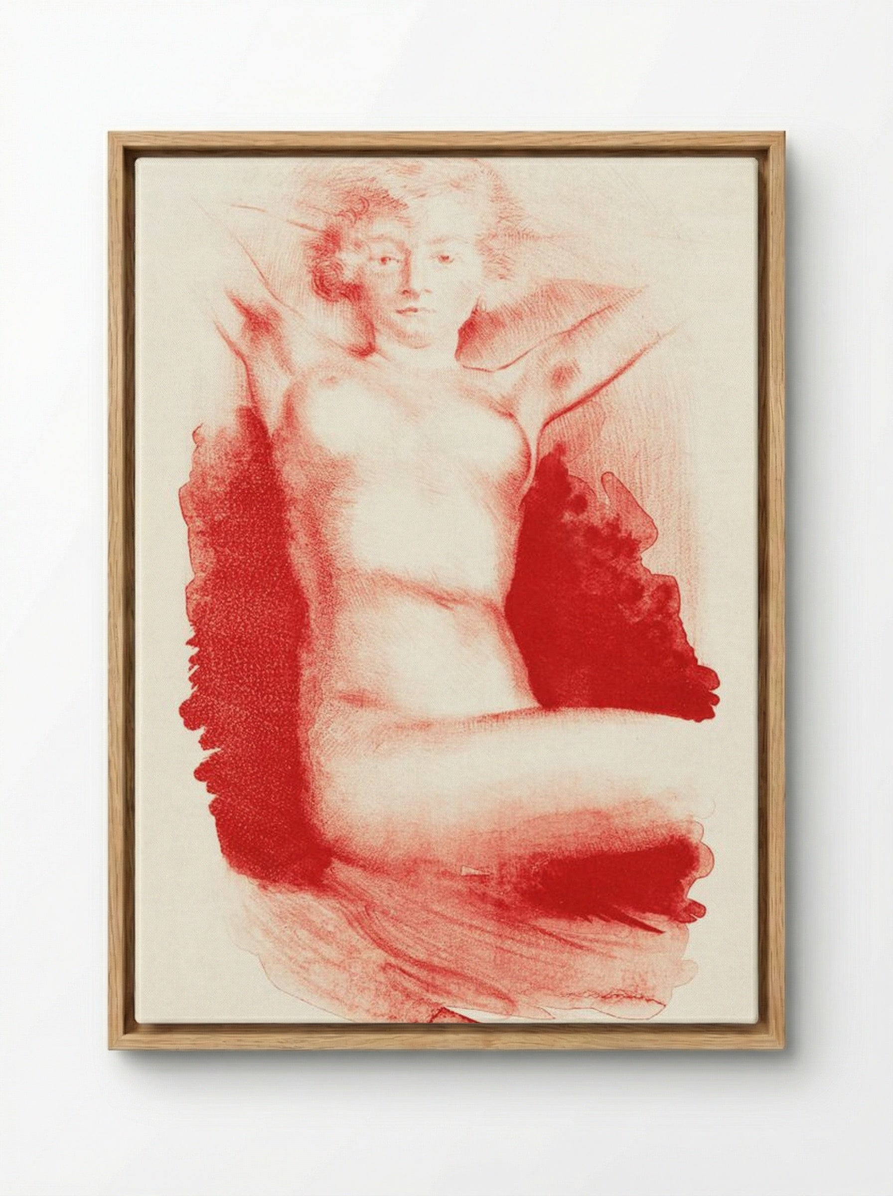 Zittende naakte vrouw (Seated Nude) - Huib Luns - Framed Canvas Wood