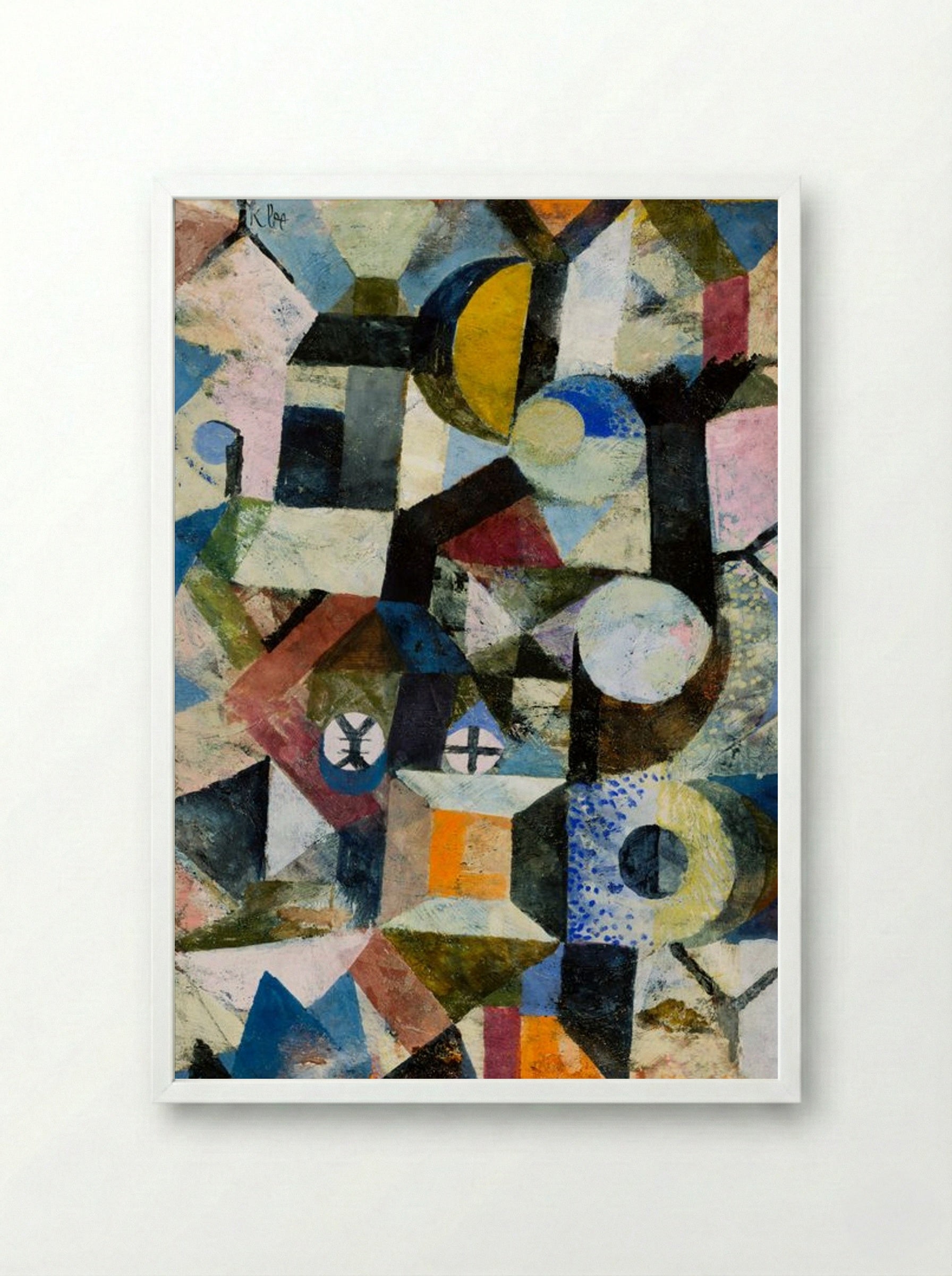 Composition with the Yellow Half-Moon and the Y - Paul Klee - Framed Print White