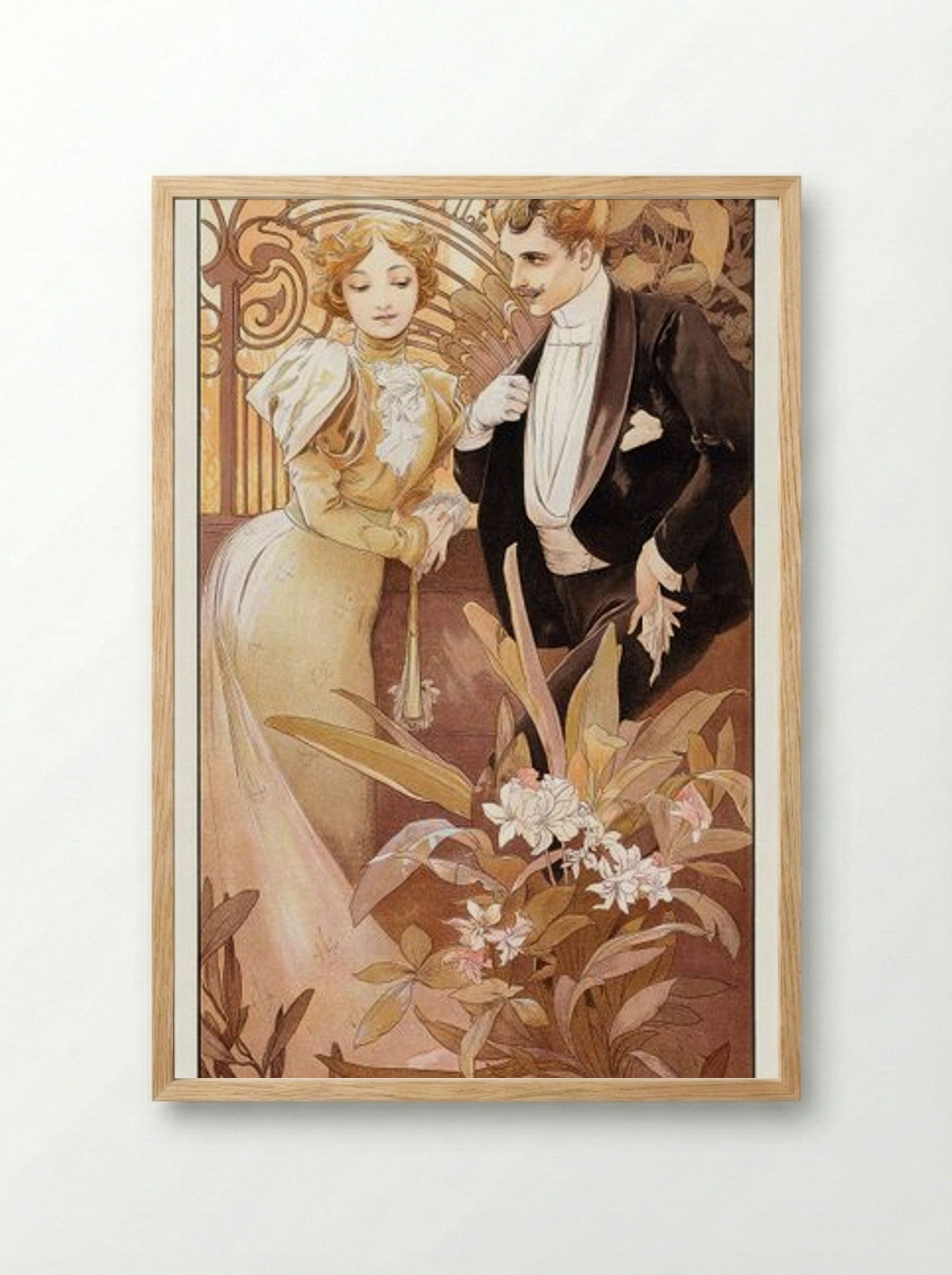 Flirt - Alphonse Mucha - Framed Print Wood