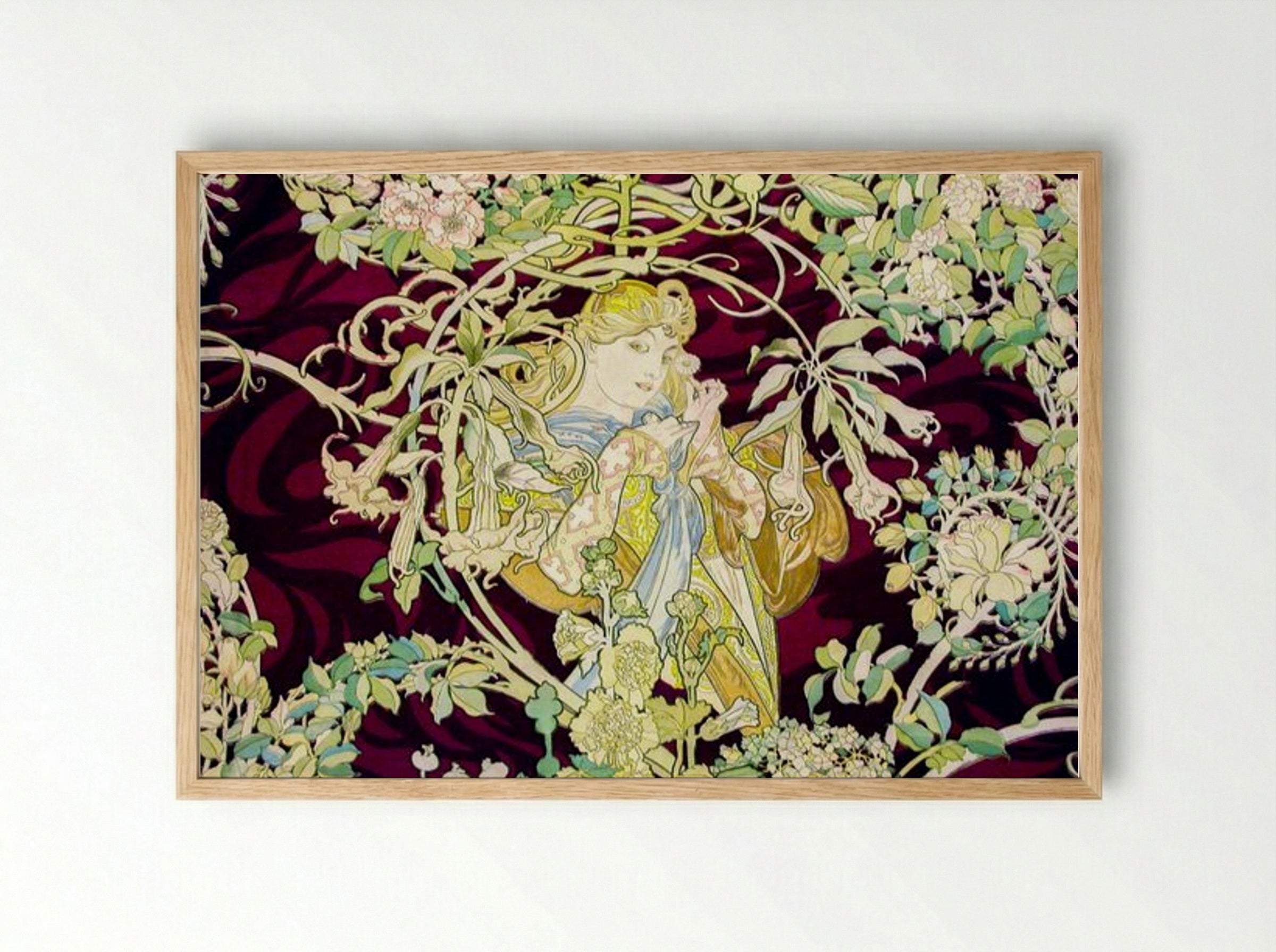 Femme à la Marguerite (Woman with Daisy) - Alphonse Mucha - Framed Print Wood