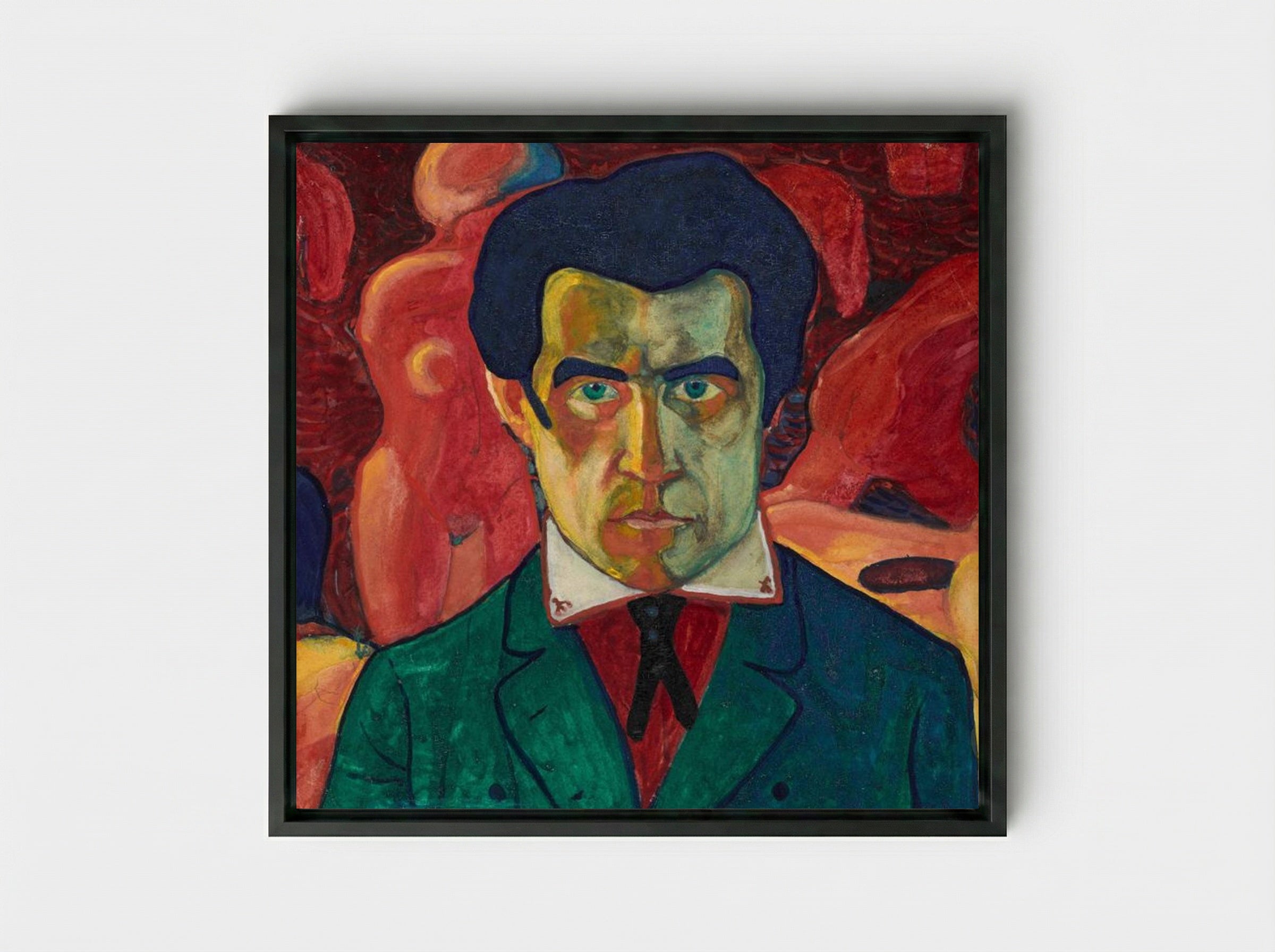 Self-Portrait - Kazimir Malevich - Framed Canvas Black