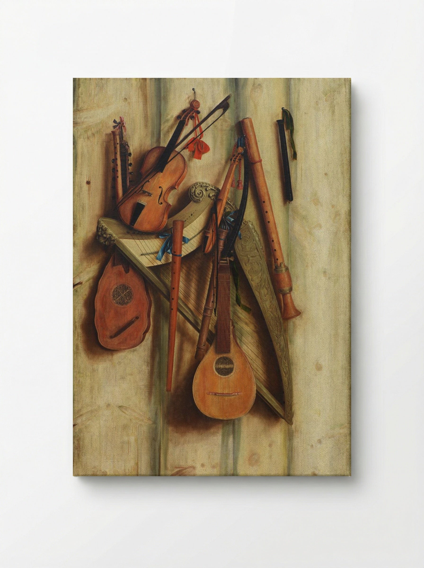 Board Wall with Musical Instruments (Trompe l'Oeil) - Franciscus Gijsbrechts - Canvas