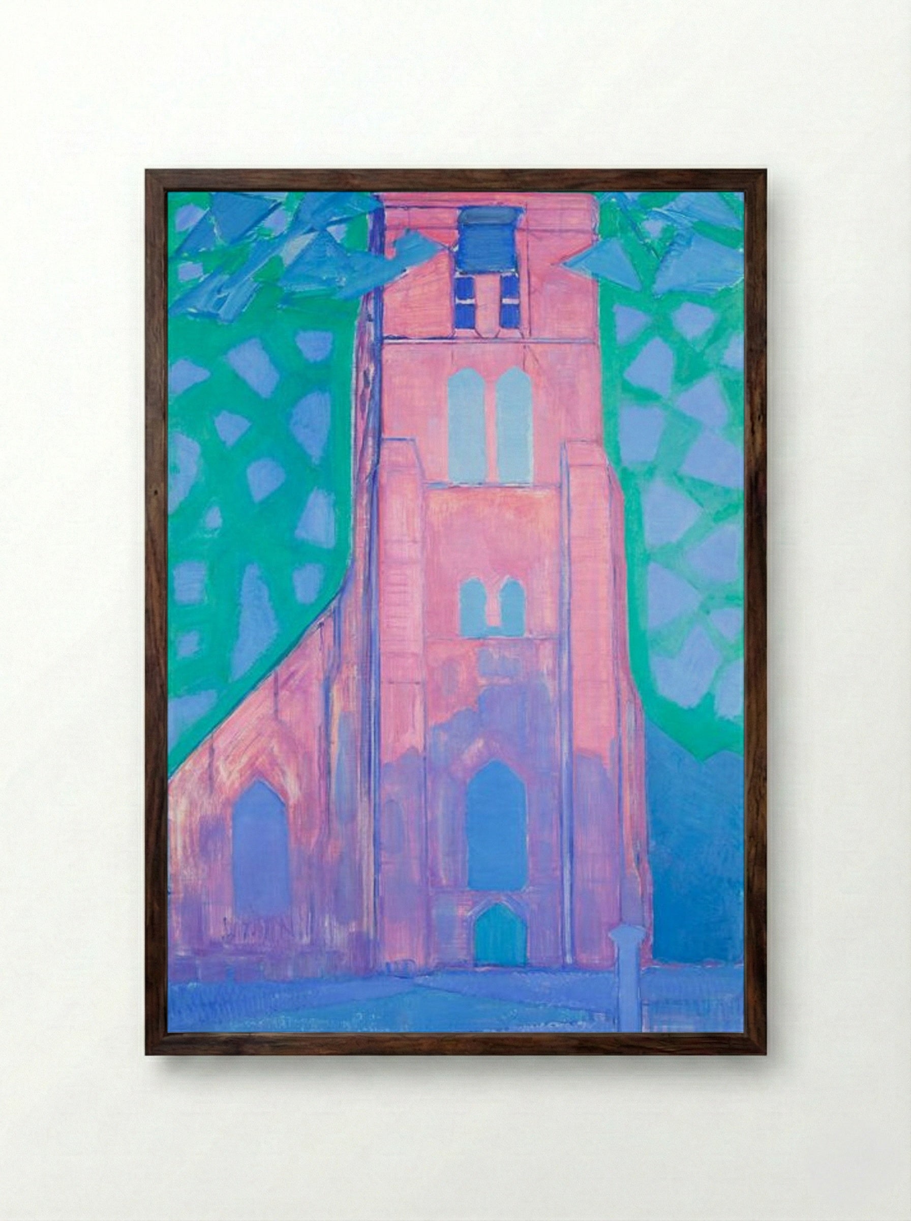 Church Tower at Domburg - Piet Mondrian - Framed Print Dark Wood