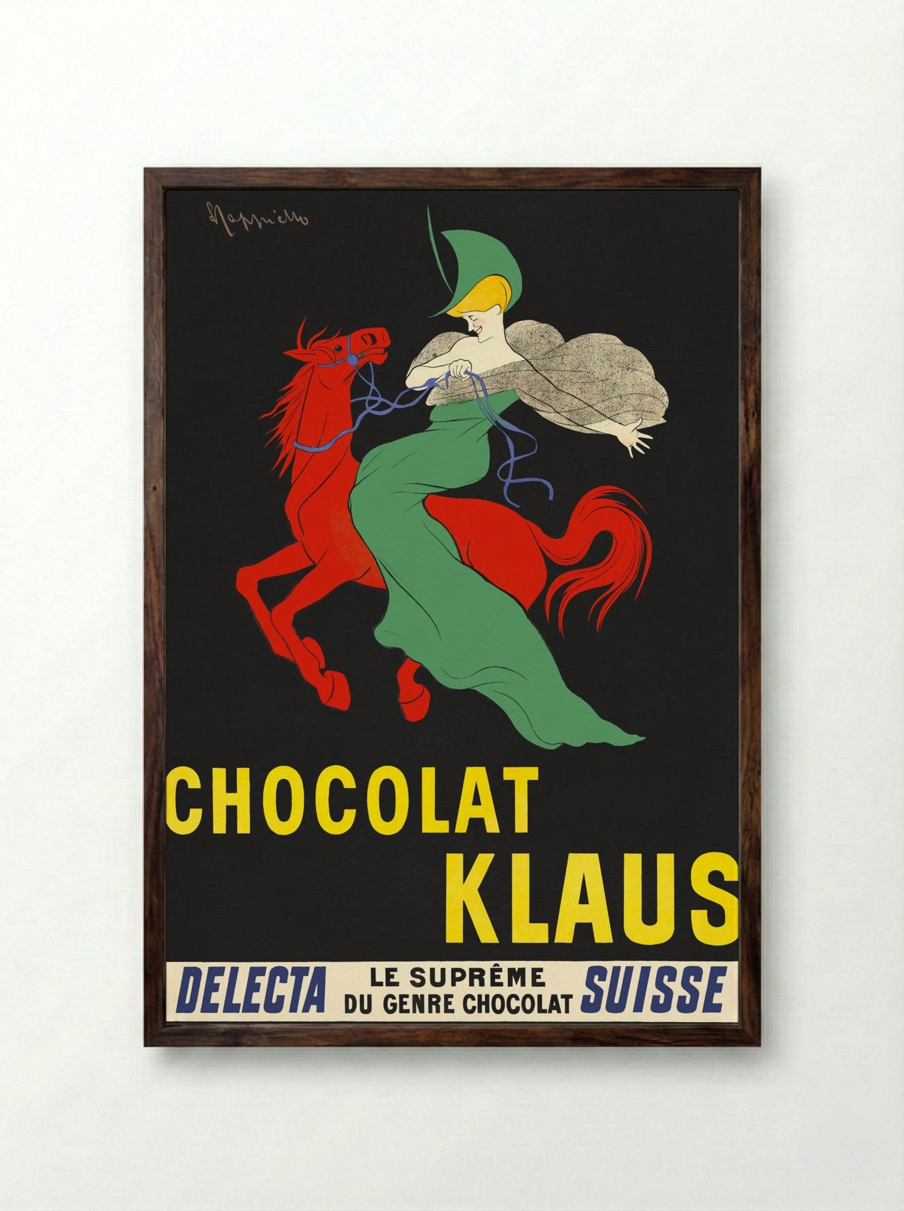 Chocolat Klaus - Leonetto Cappiello - Framed Print Dark Wood