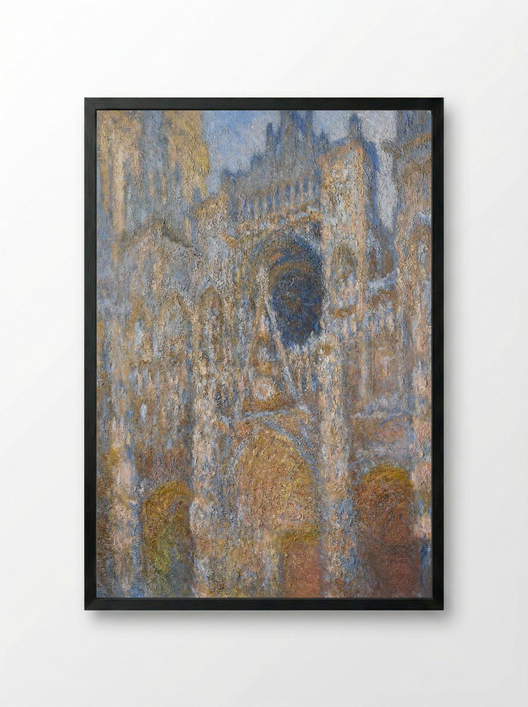 Rouen Cathedral, the Facade in Sunlight - Claude Monet - Framed Print Black