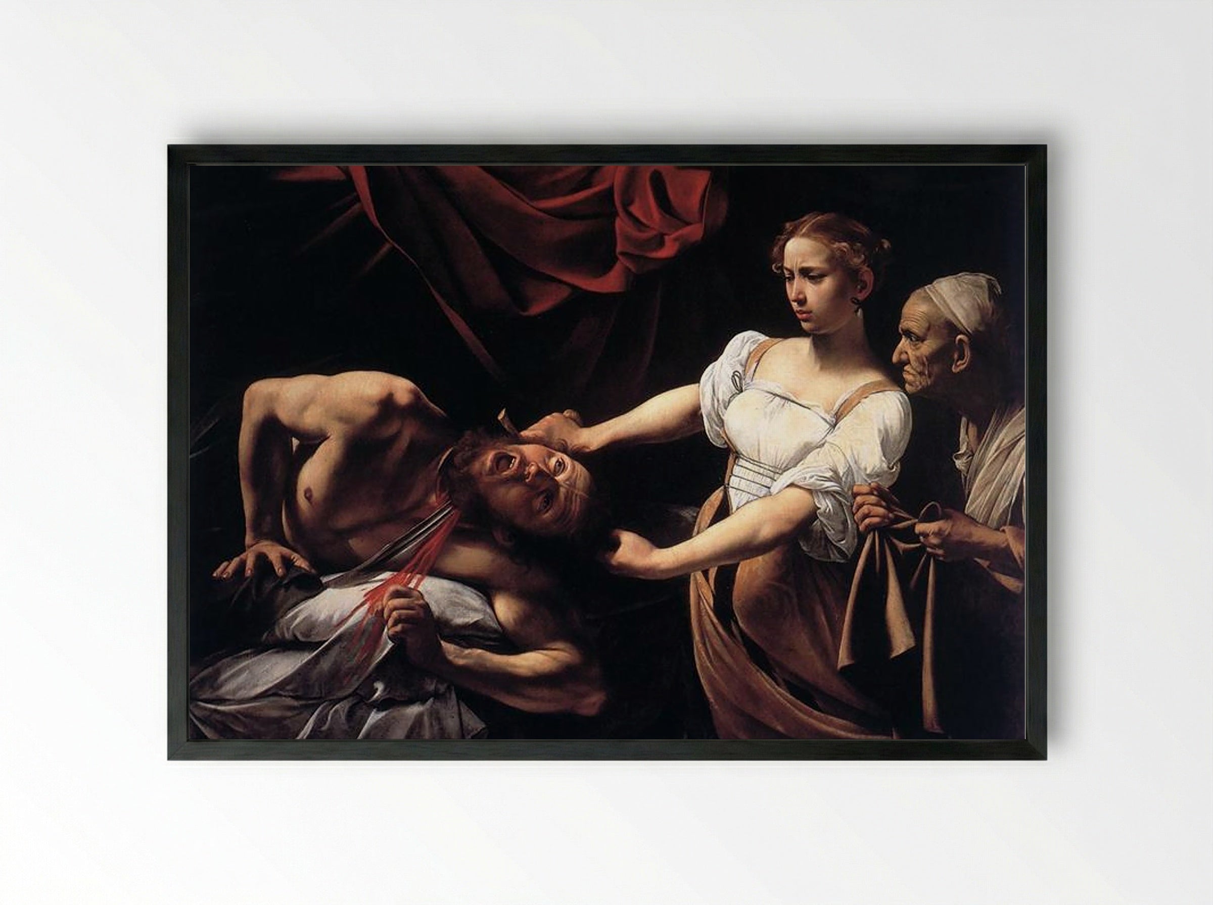 Judith Beheading Holofernes - Caravaggio - Framed Print Black