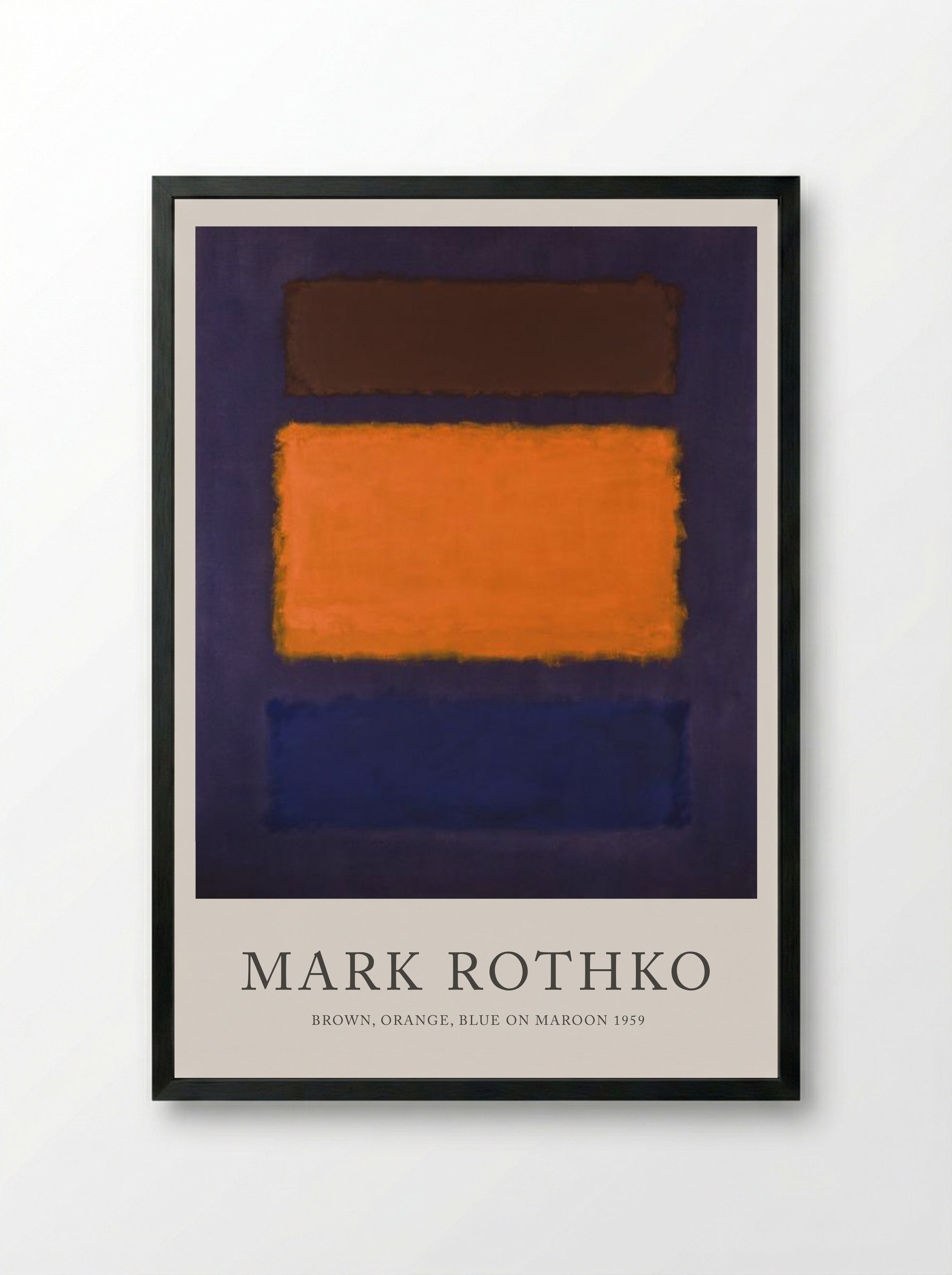 Brown, Orange, Blue on Maroon - Mark Rothko - Framed Print Black