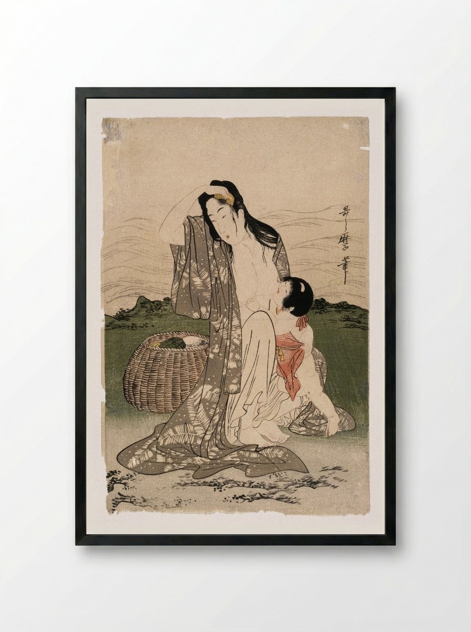 Pearl Divers - Kitagawa Utamaro - Framed Print Black