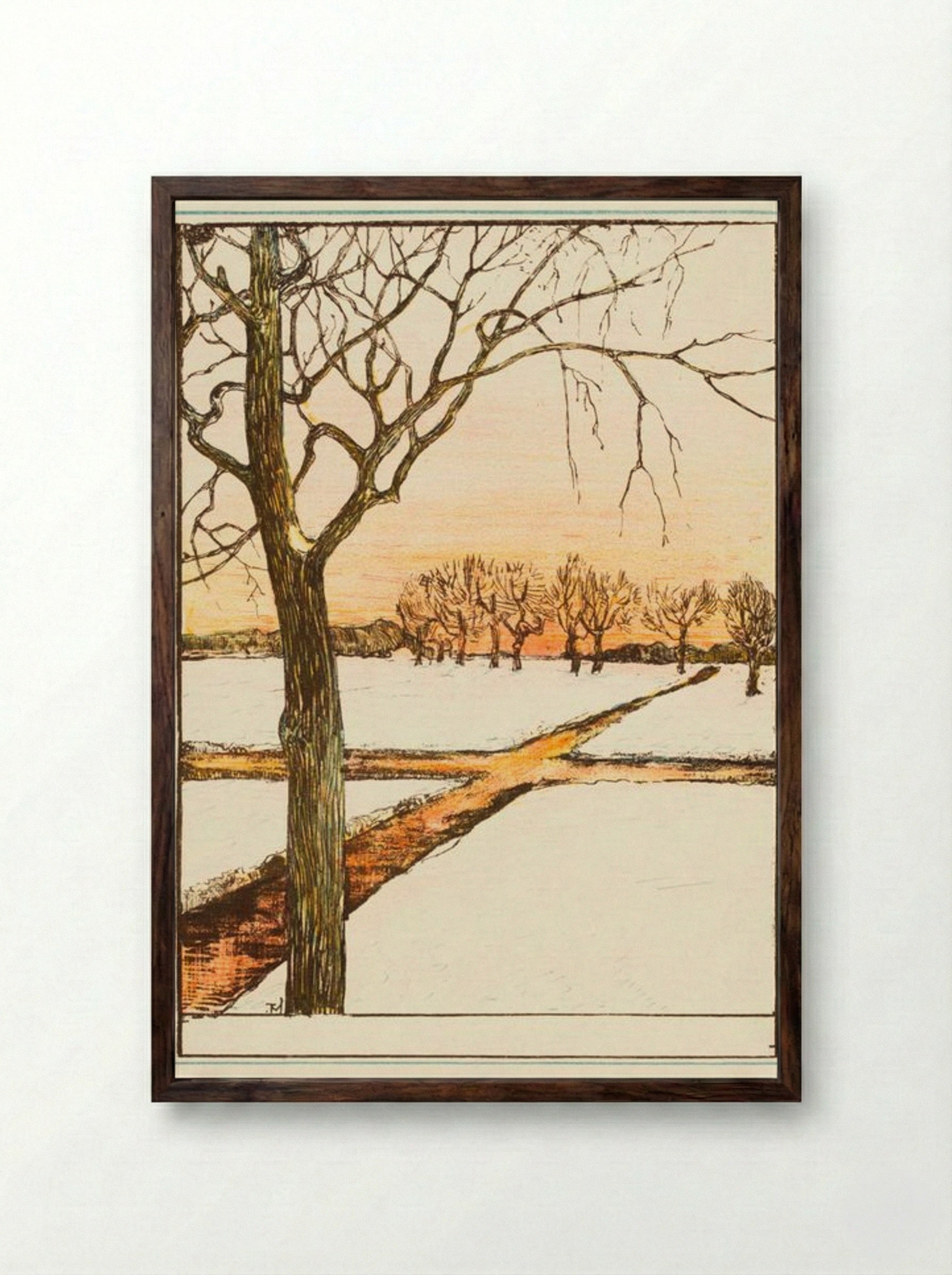 Sneeuwlandschap (Snowy Landscape) - Theo van Hoytema - Framed Print Dark Wood
