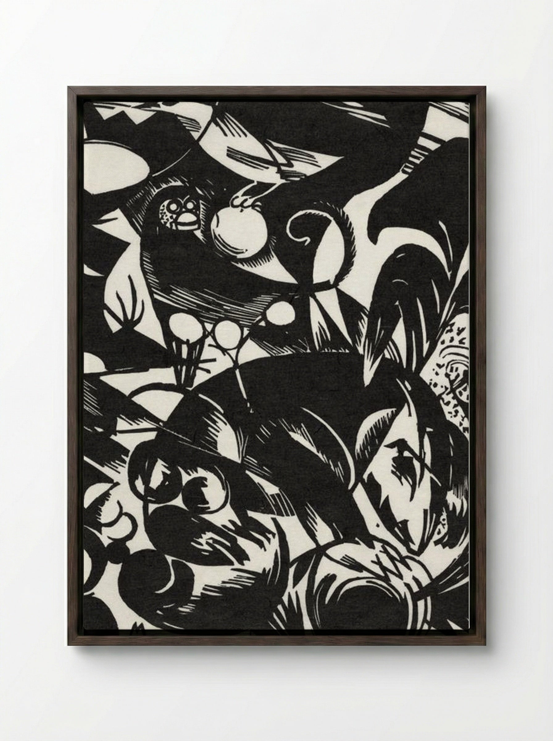 Birds and Fruit - Franz Marc - Framed Canvas Dark Wood