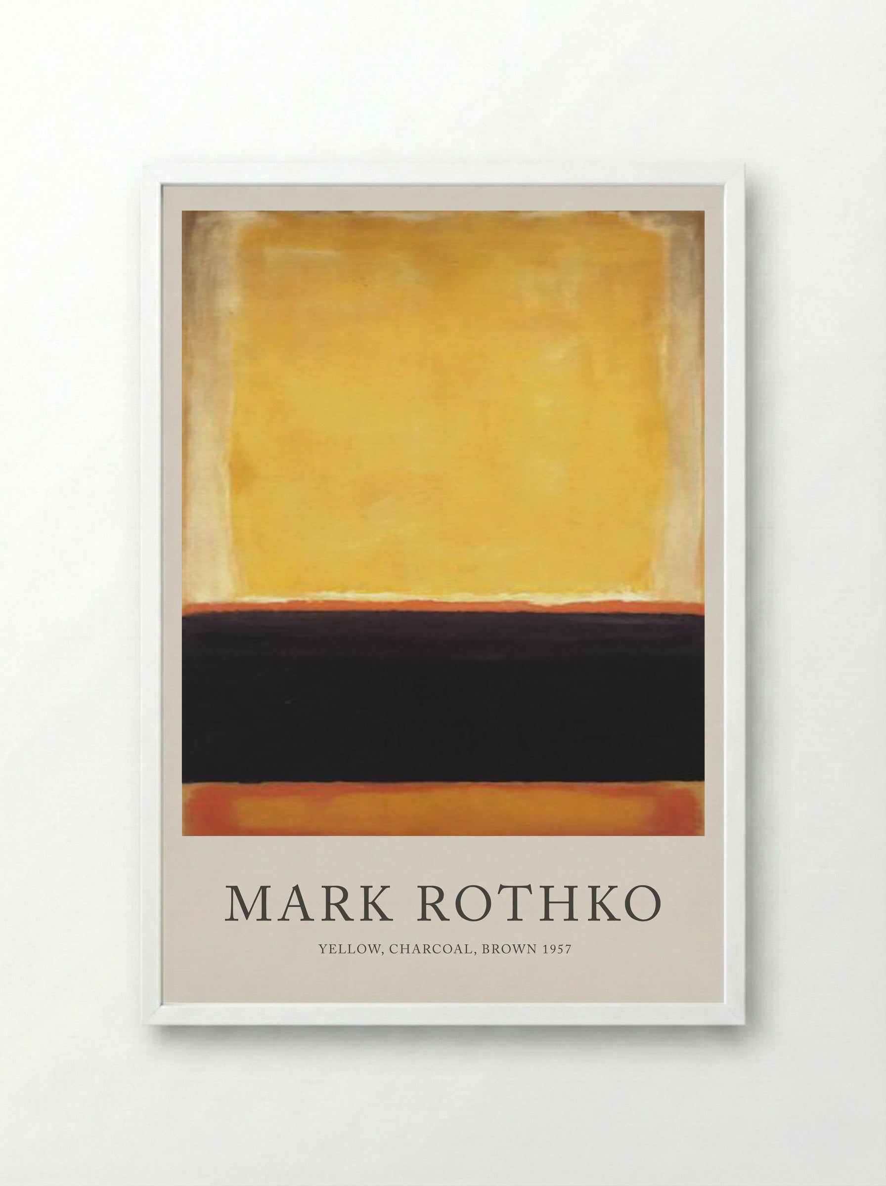 Yellow, Charcoal, Brown - Mark Rothko - Framed Print White