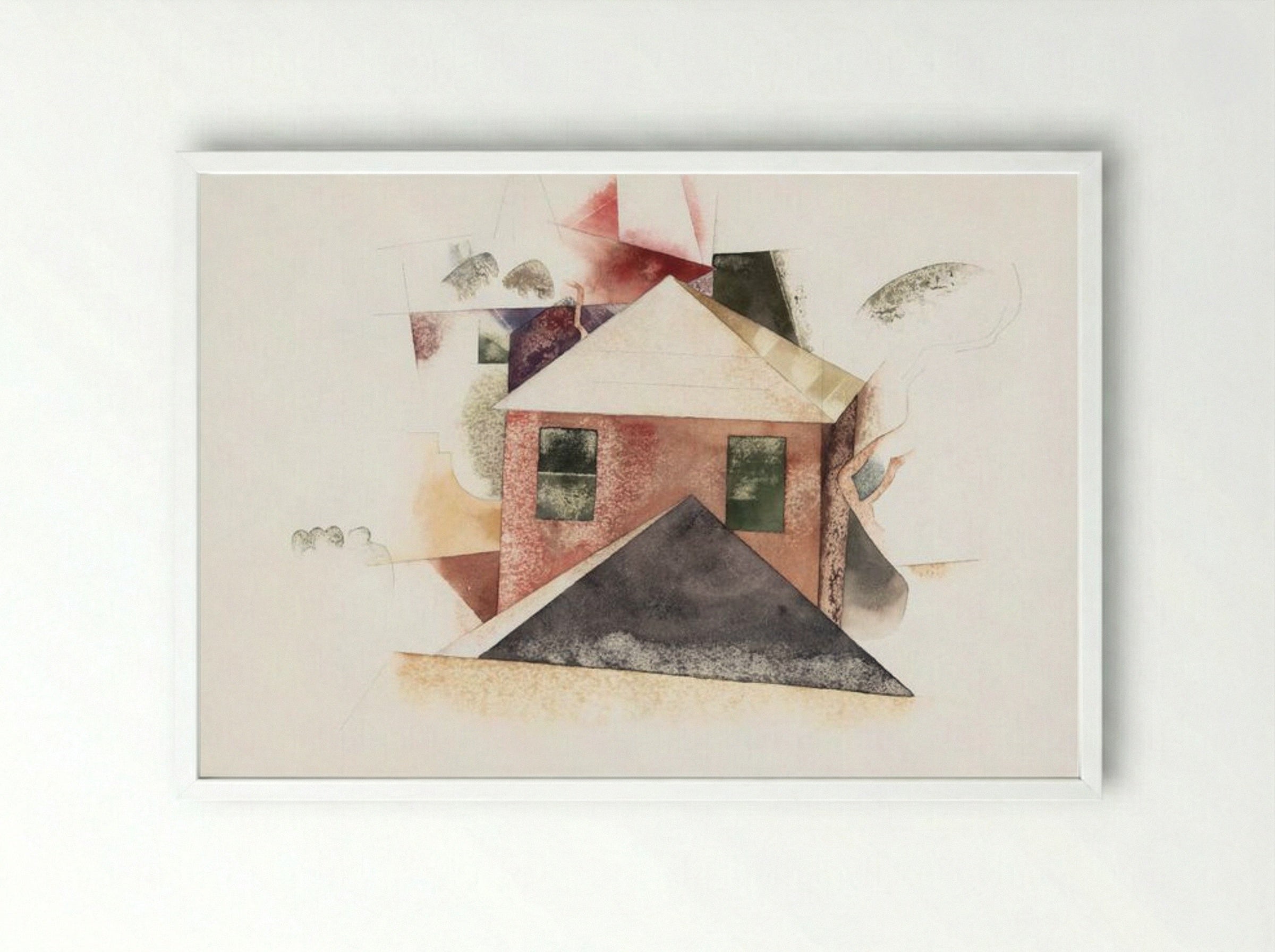 Houses with Red - Charles Demuth - Framed Print White