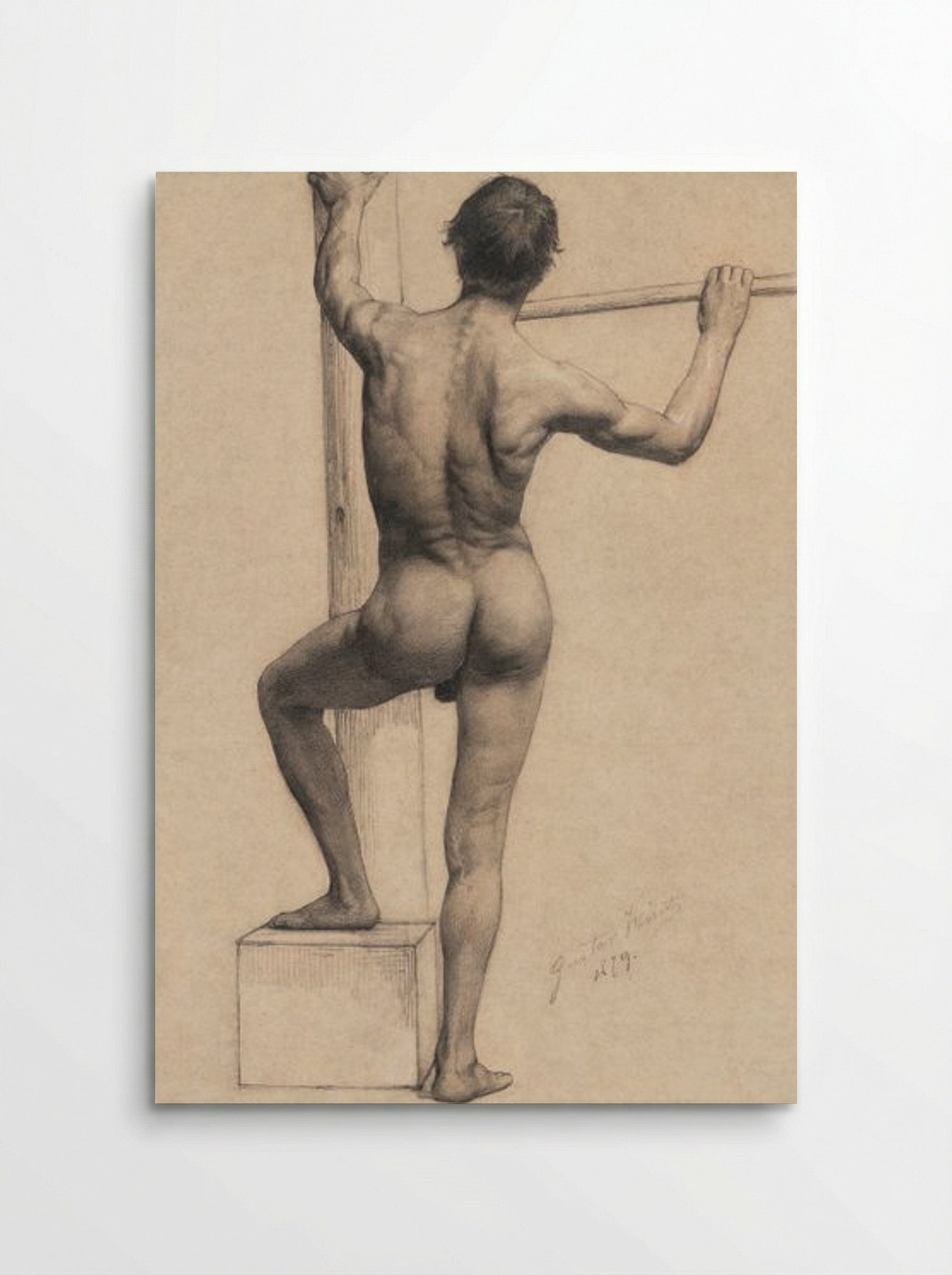 Male Nude with Left Foot on a Pedestal - Gustav Klimt - Poster