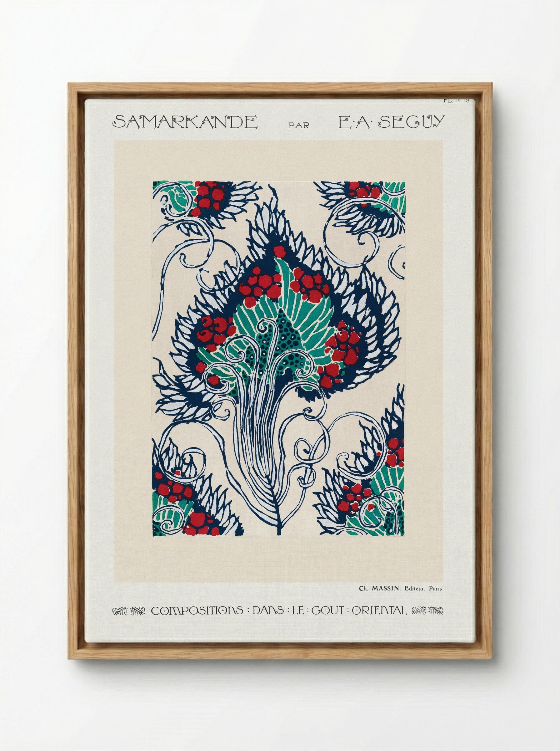 Samarkande, Planche 19 (Botanical Pattern) - Émile-Allain Séguy - Framed Canvas Wood
