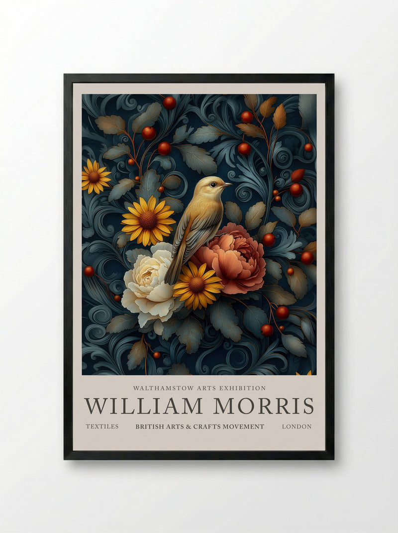 Songbird Serenade - William Morris - Framed Print Black