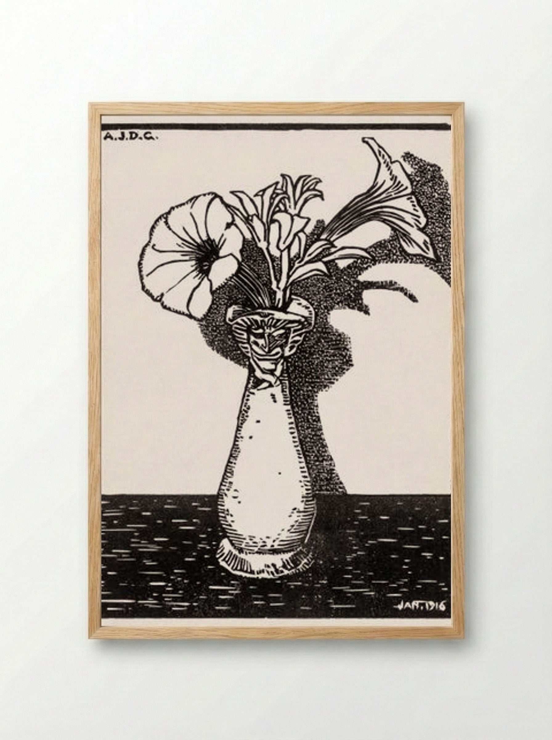 Vase with Flowers - Julie de Graag - Framed Print Wood