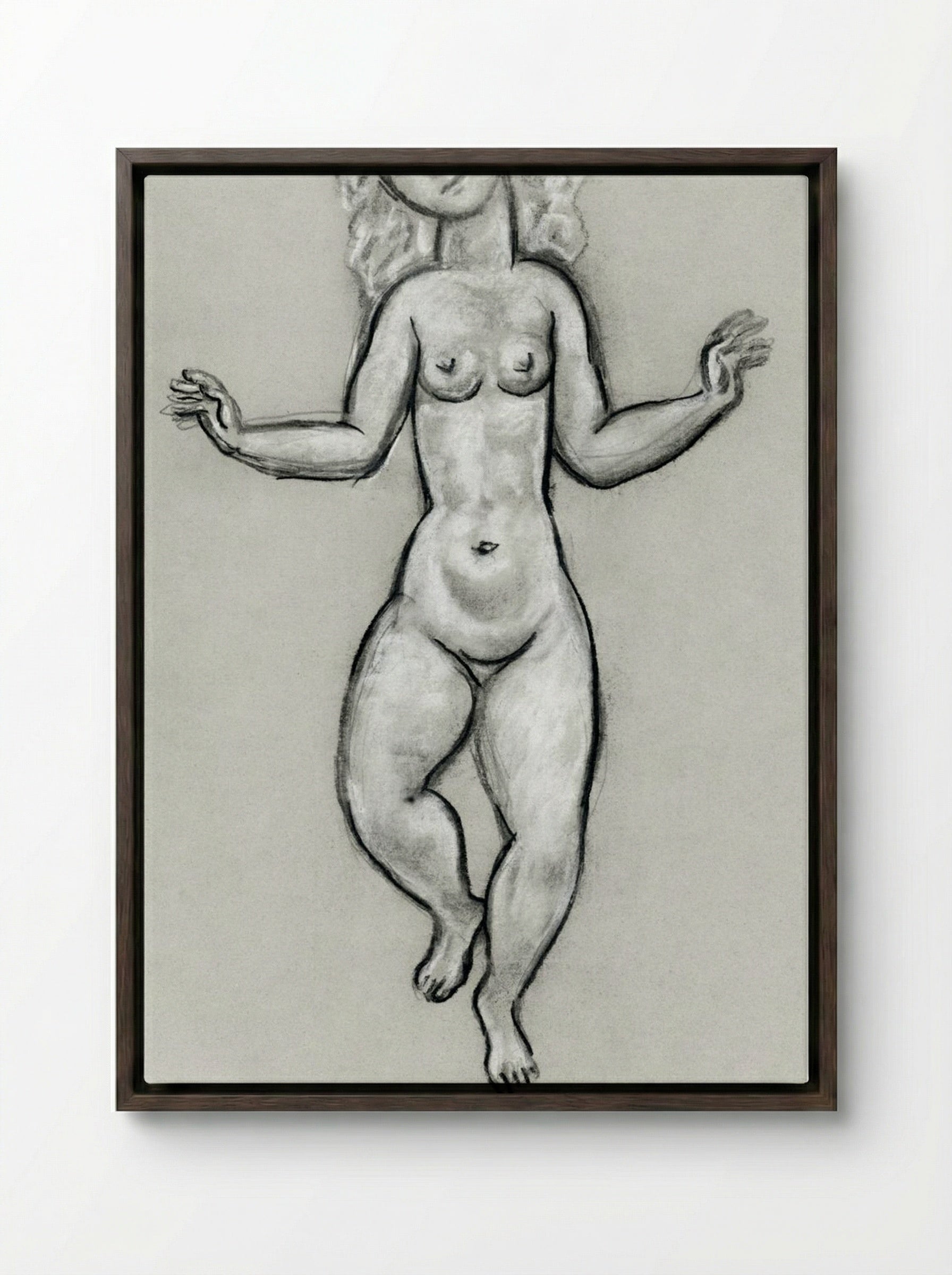 Dancing Naked Woman - Leo Gestel - Framed Canvas Dark Wood