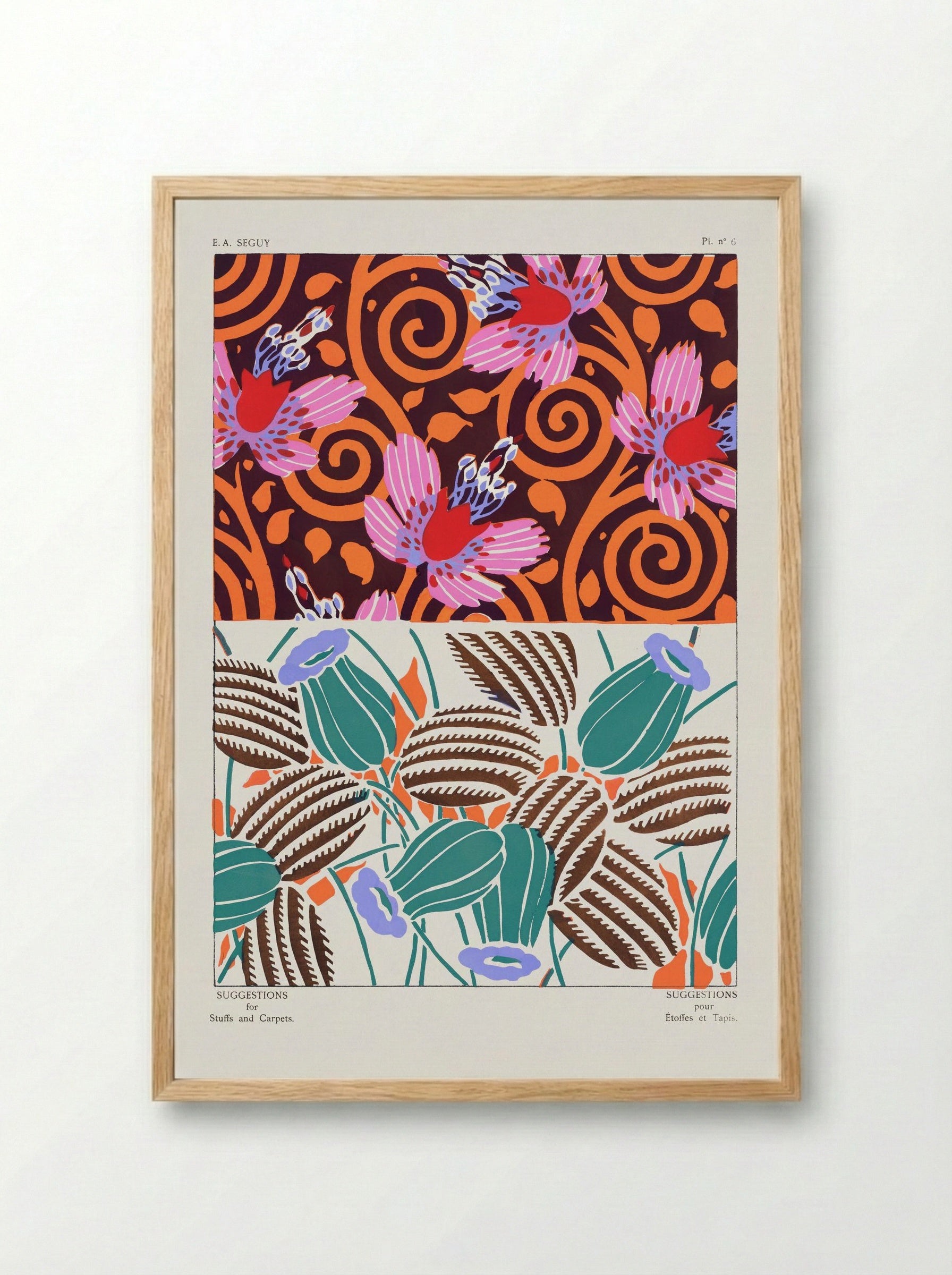 Suggestions for Stuffs and Carpets, Plate 6 - Émile-Allain Séguy - Framed Print Wood