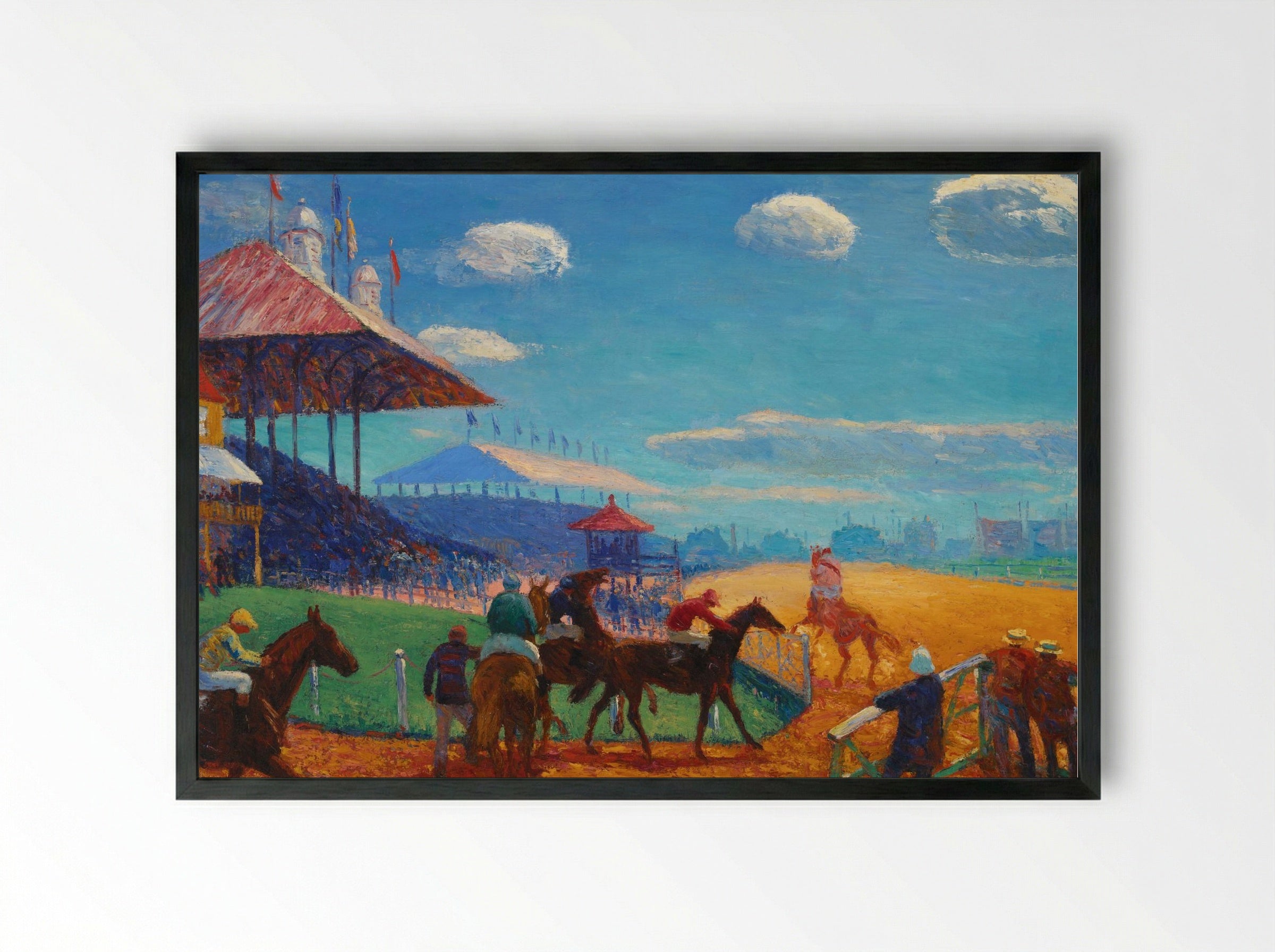 Race Track - William James Glackens - Framed Print Black