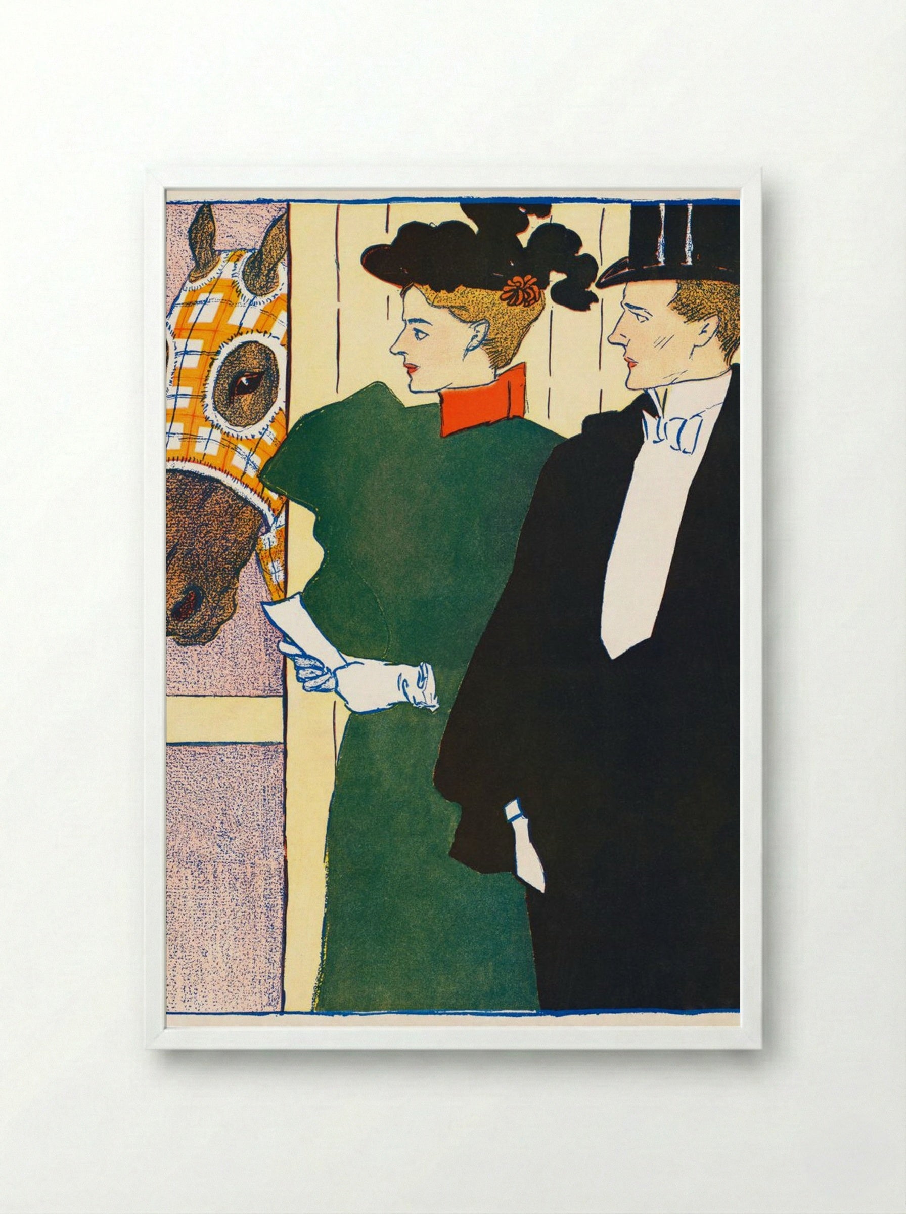 Woman Holding a Horse Racing Ticket - Edward Penfield - Framed Print White