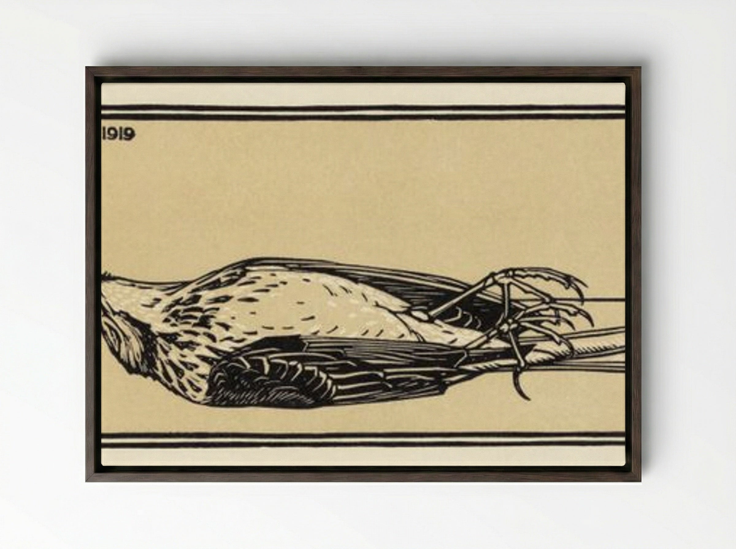 Dead Bird - Julie de Graag - Framed Canvas Dark Wood