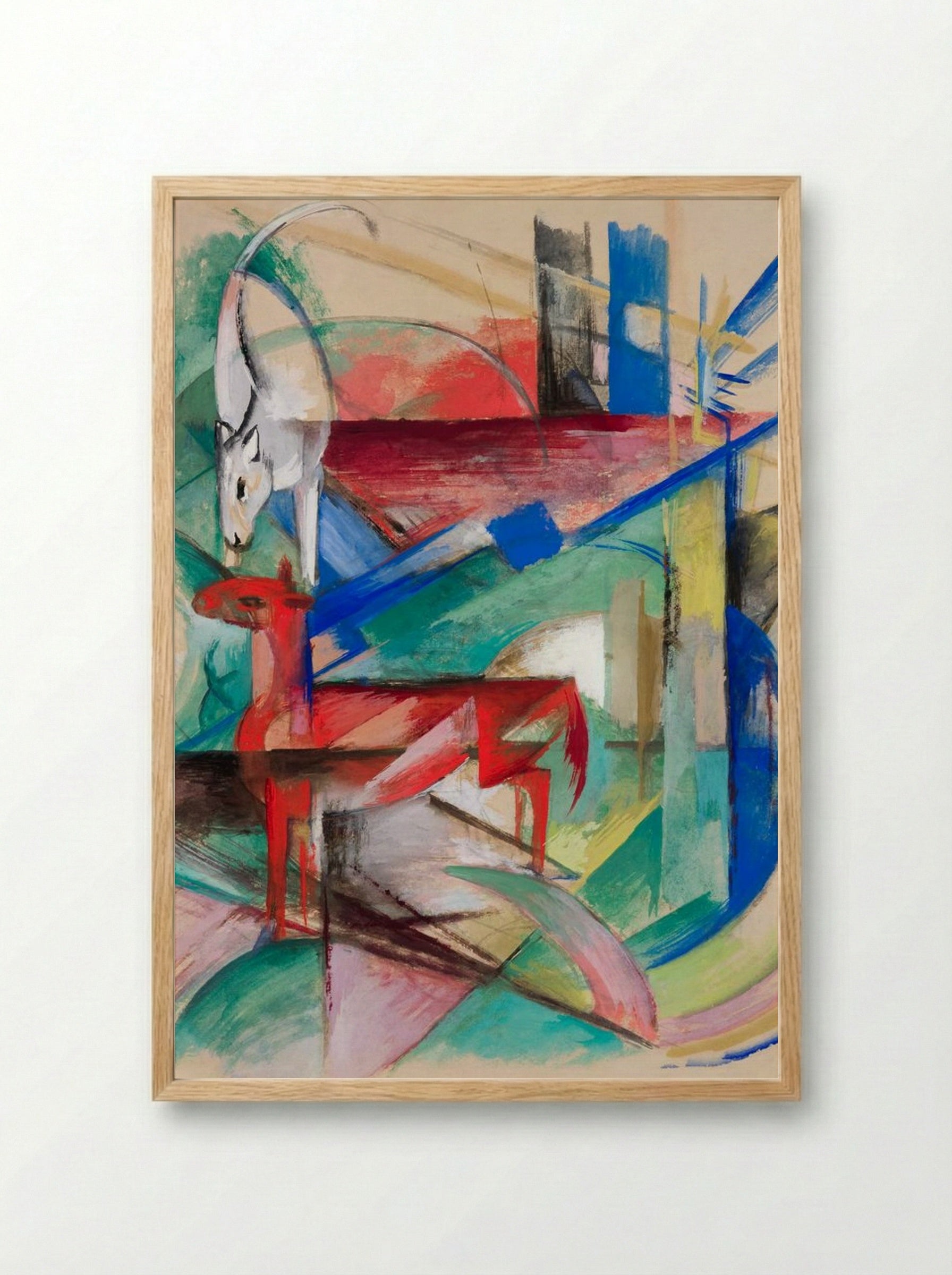 Landscape with Animals - Franz Marc - Framed Print Wood