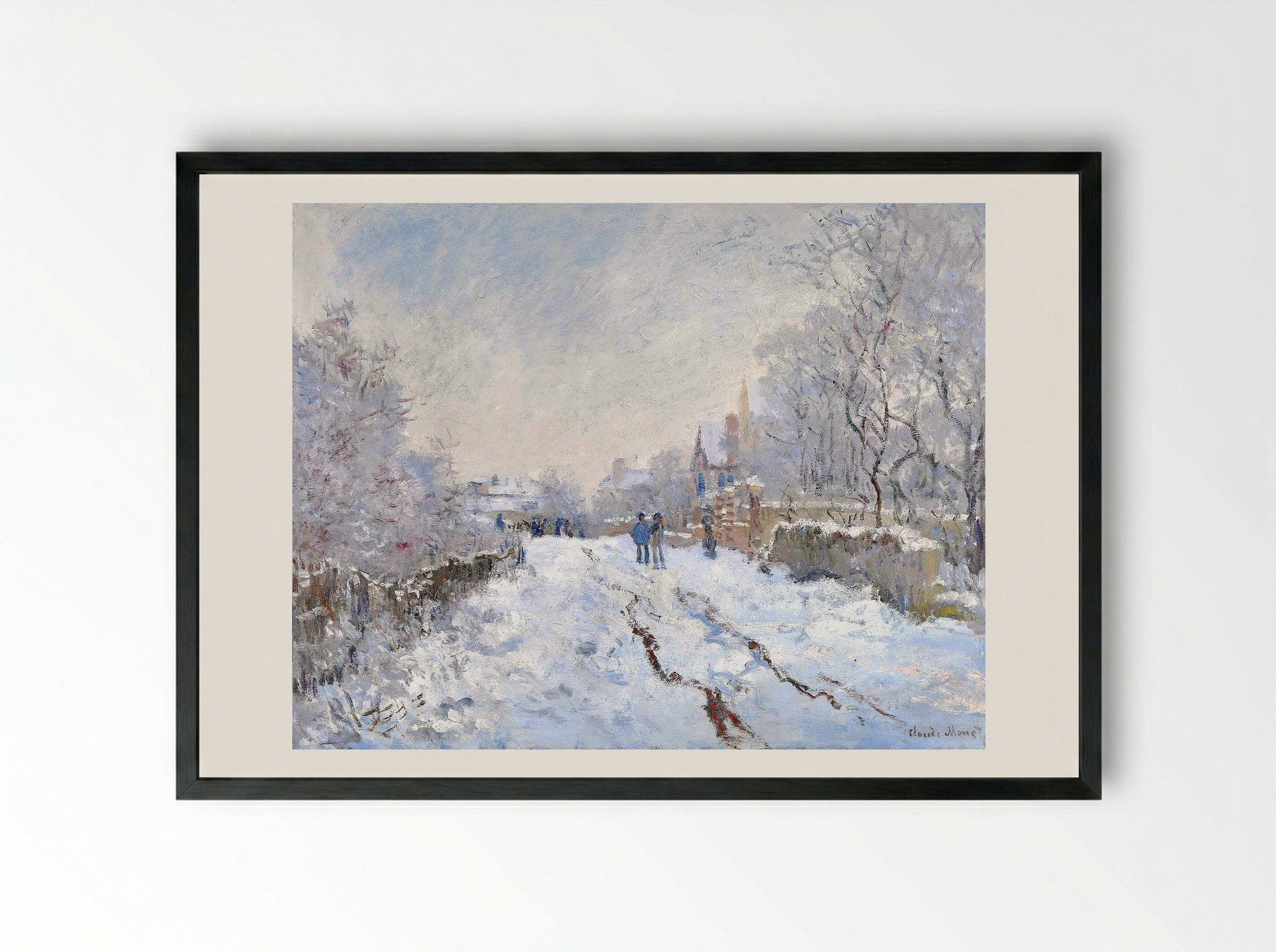 Snow Scene at Argenteuil - Claude Monet - Framed Print Black