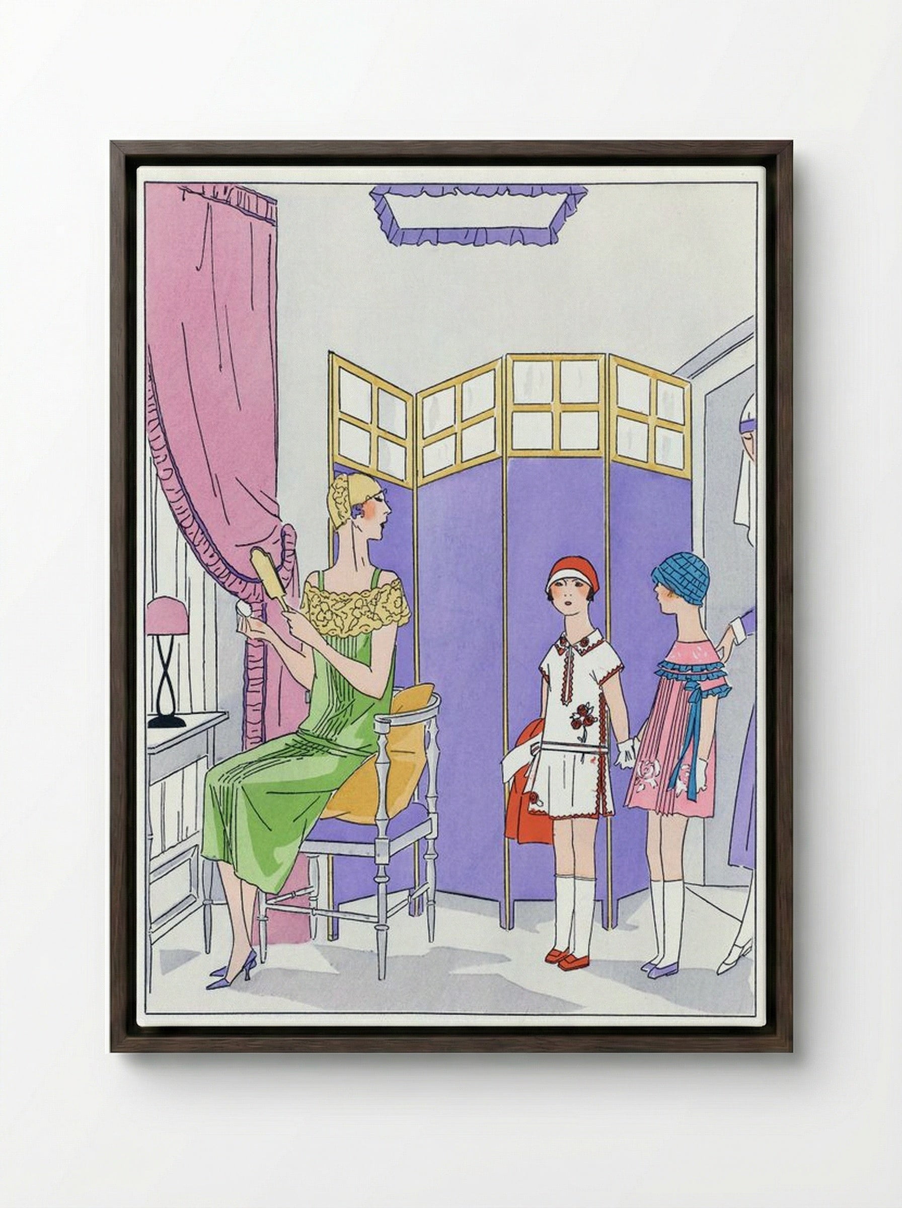 Woman at the Dressing Table - Maggy Rouff - Framed Canvas Dark Wood