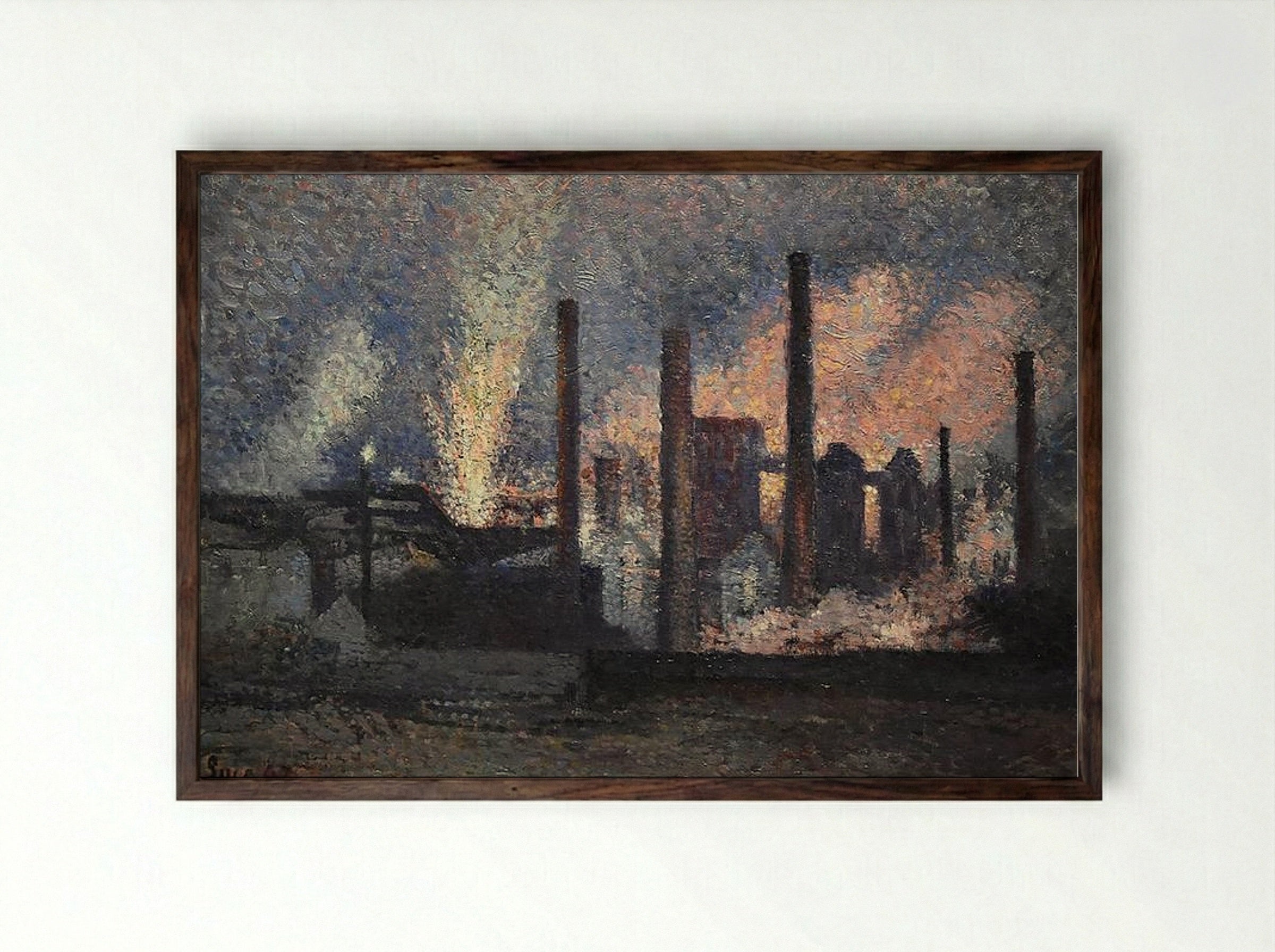 Usines près de Charleroi - Maximilien Luce - Framed Print Dark Wood