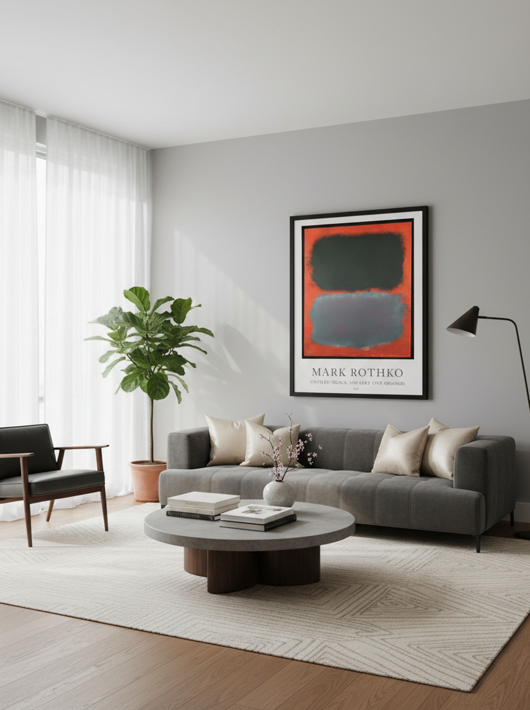 Untitled (Black and Grey Over Orange) - Mark Rothko - Lifestyle