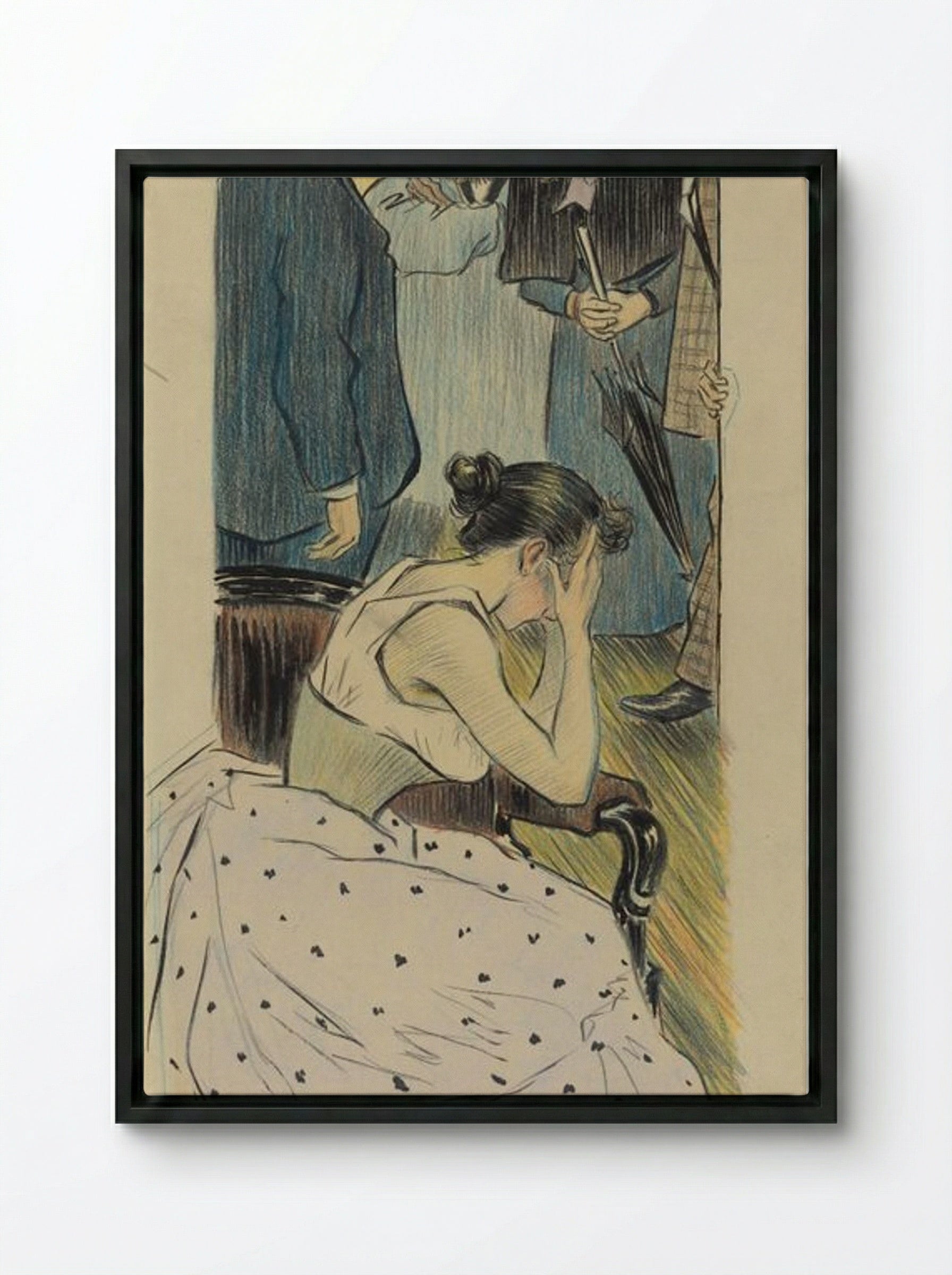 Sa famille (chanson) - Théophile Alexandre Steinlen - Framed Canvas Black