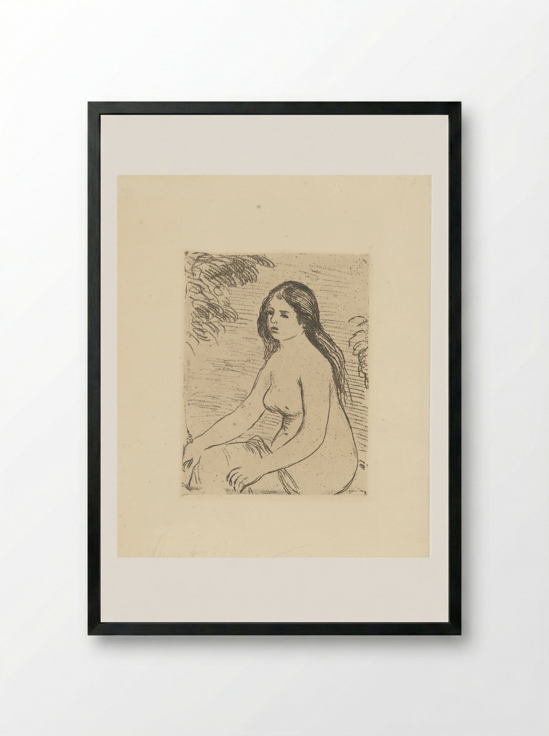 Zittende naakte vrouw (Seated Nude) - Pierre-Auguste Renoir - Framed Print Black