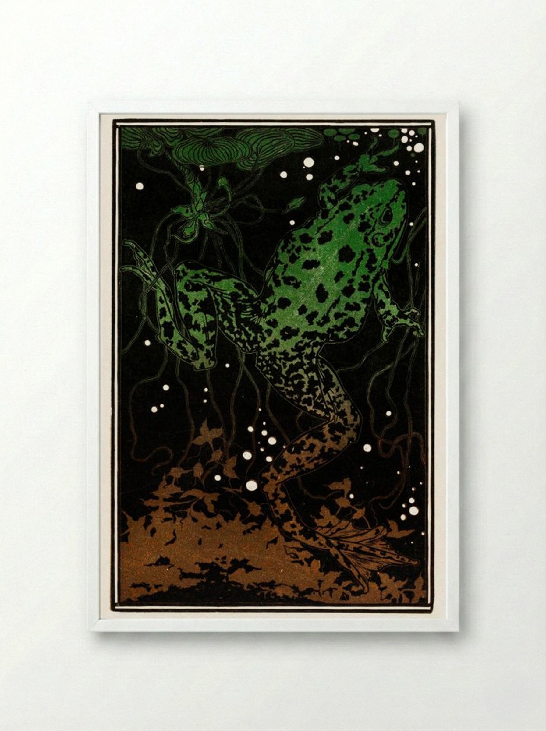 Swimming Frog - Julie de Graag - Framed Print White