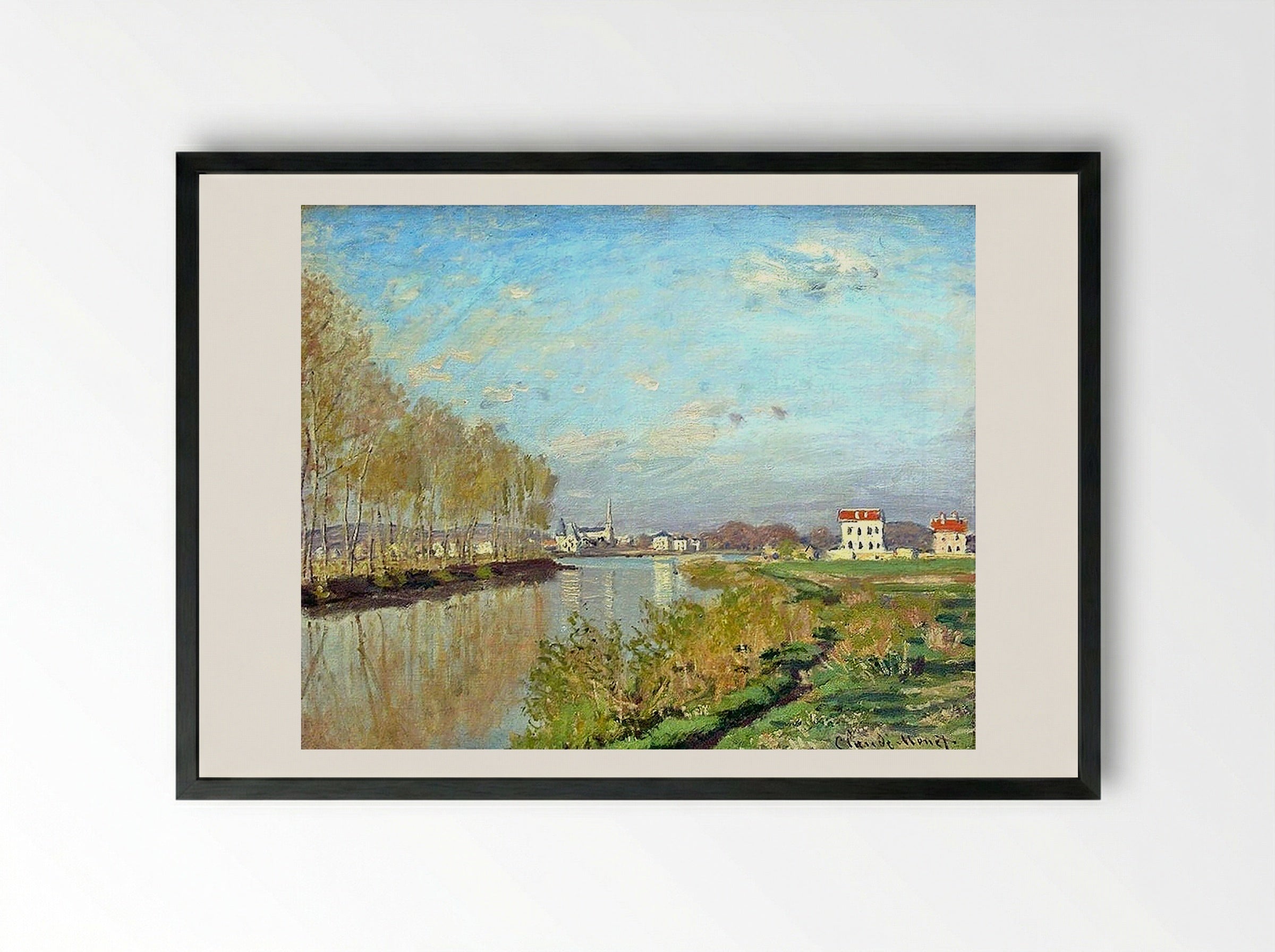 Argenteuil, The Seine - Claude Monet - Framed Print Black