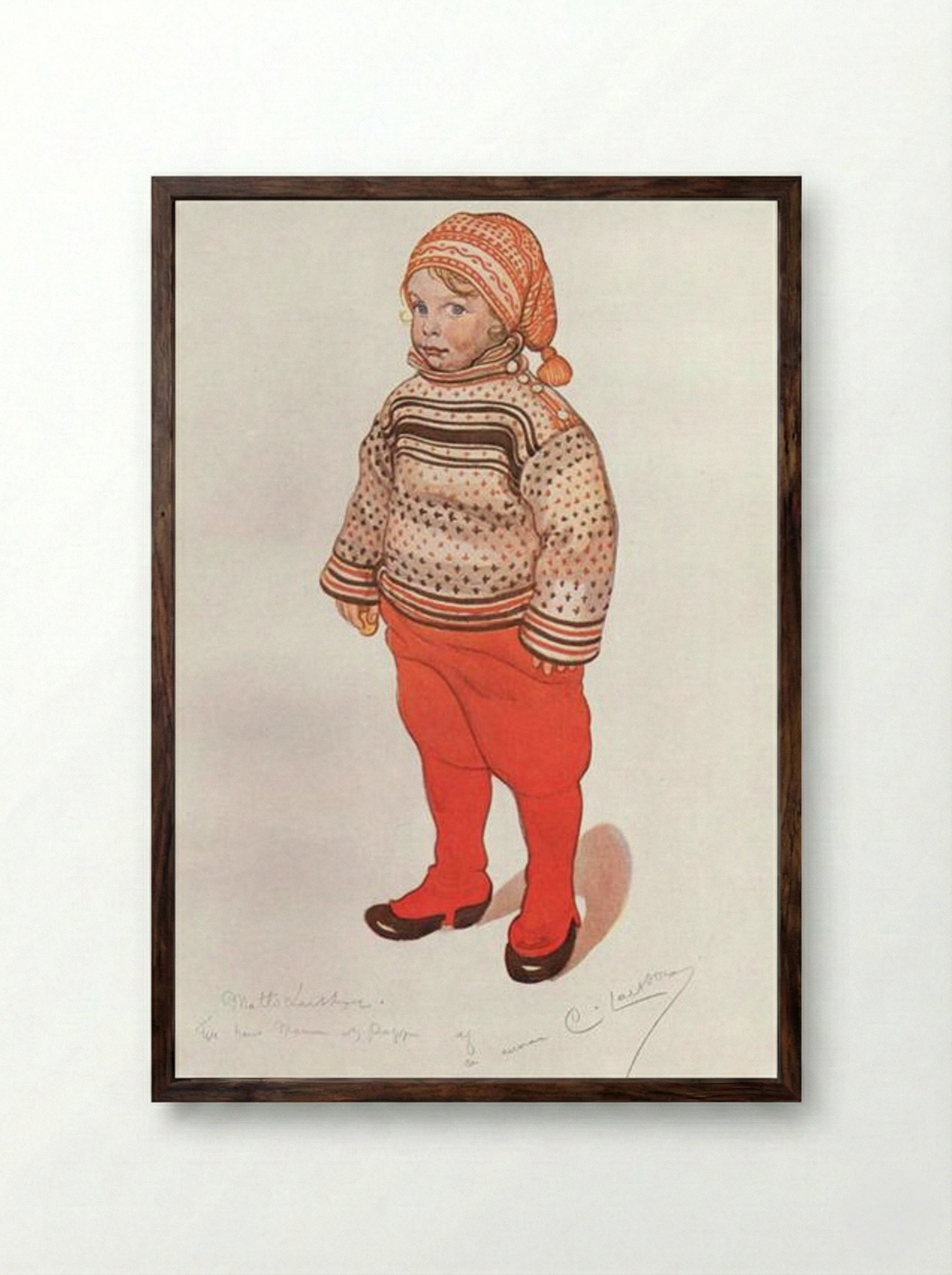 Lille Matts Larsson (Carl Larsson) - Carl Larsson - Framed Print Dark Wood