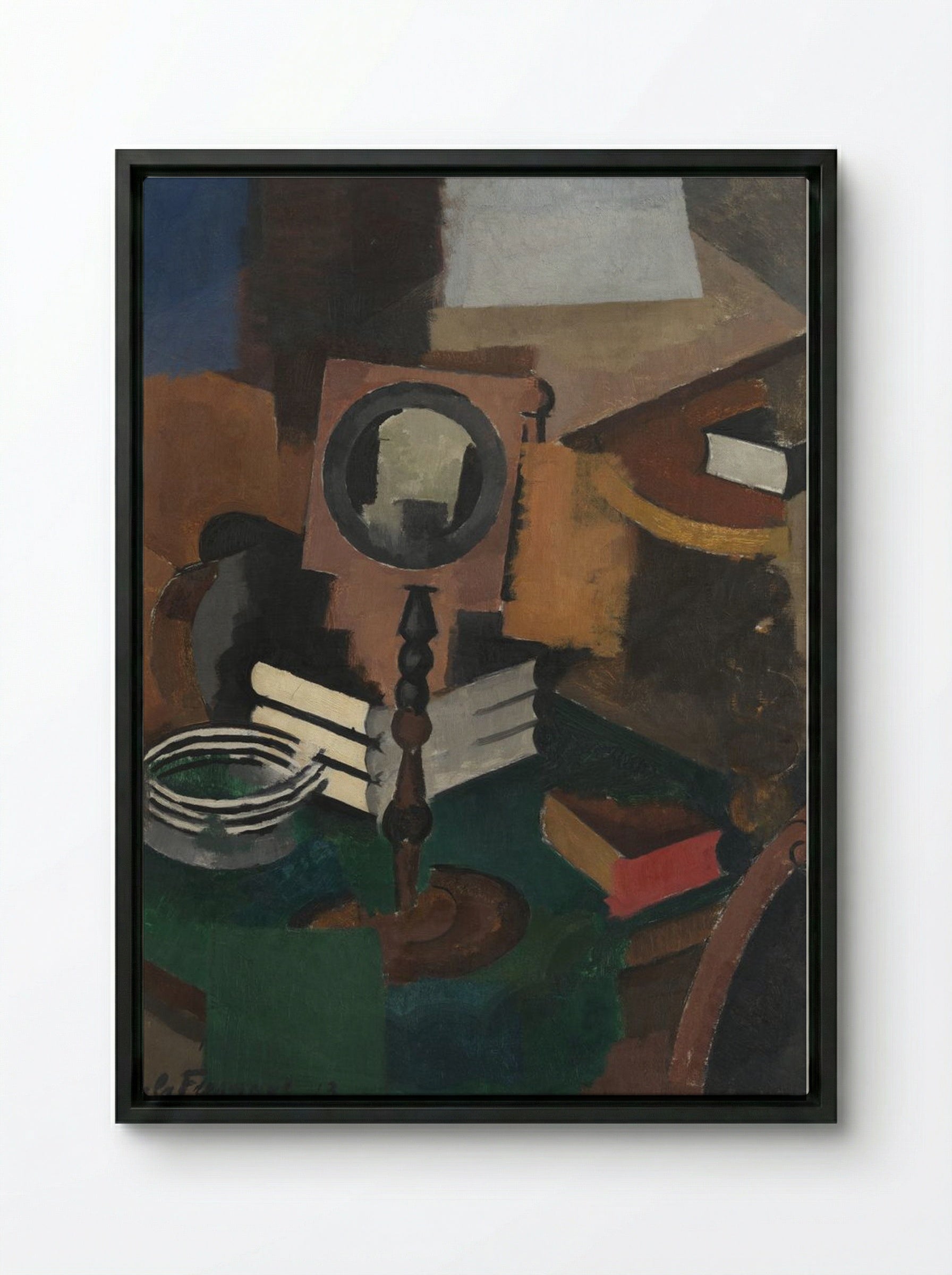 Still Life with Candlestick - Roger de La Fresnaye - Framed Canvas Black