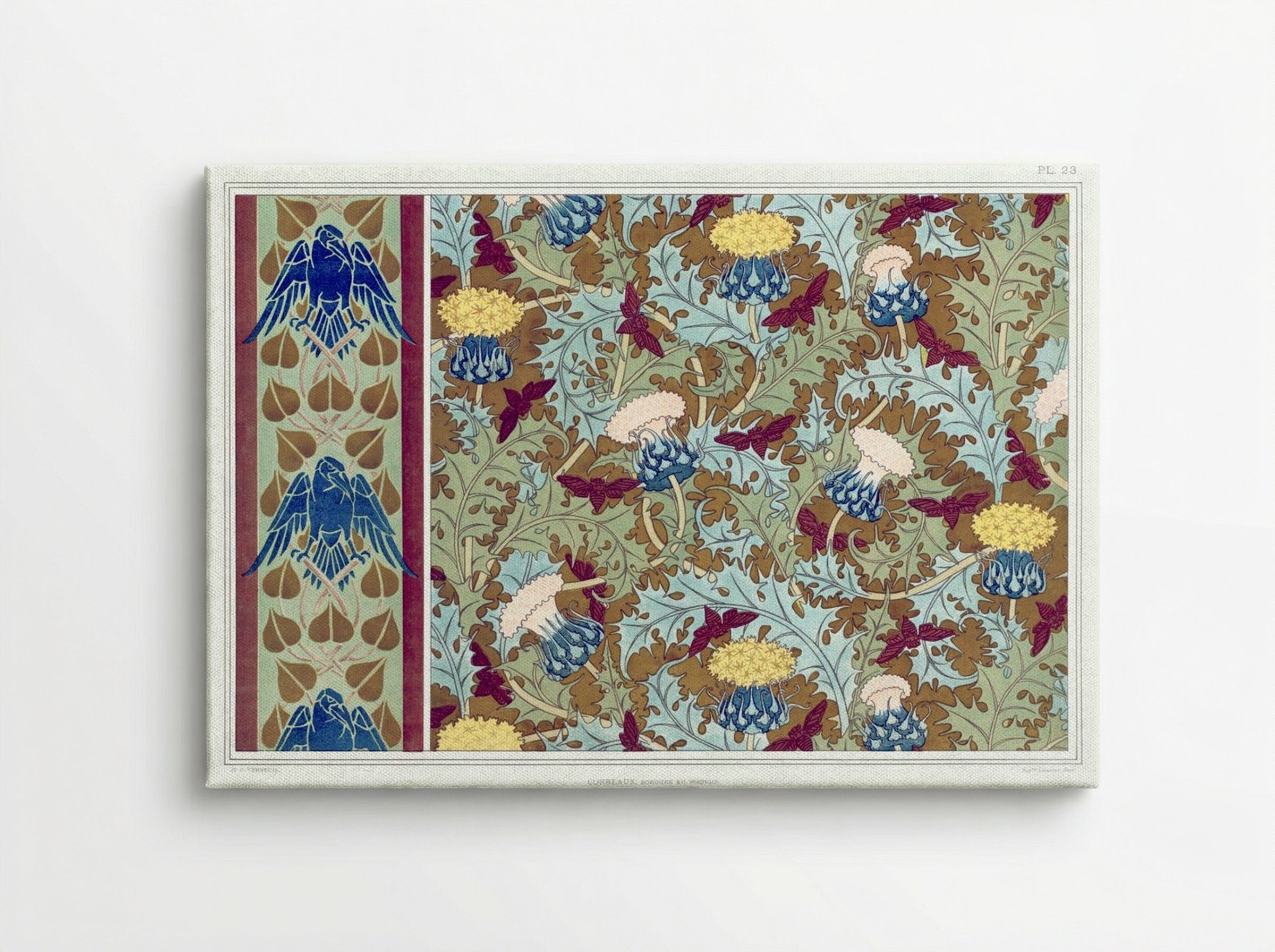 Corbeaux, Cigales et Chardons (Textile Design) - Maurice Pillard Verneuil - Canvas